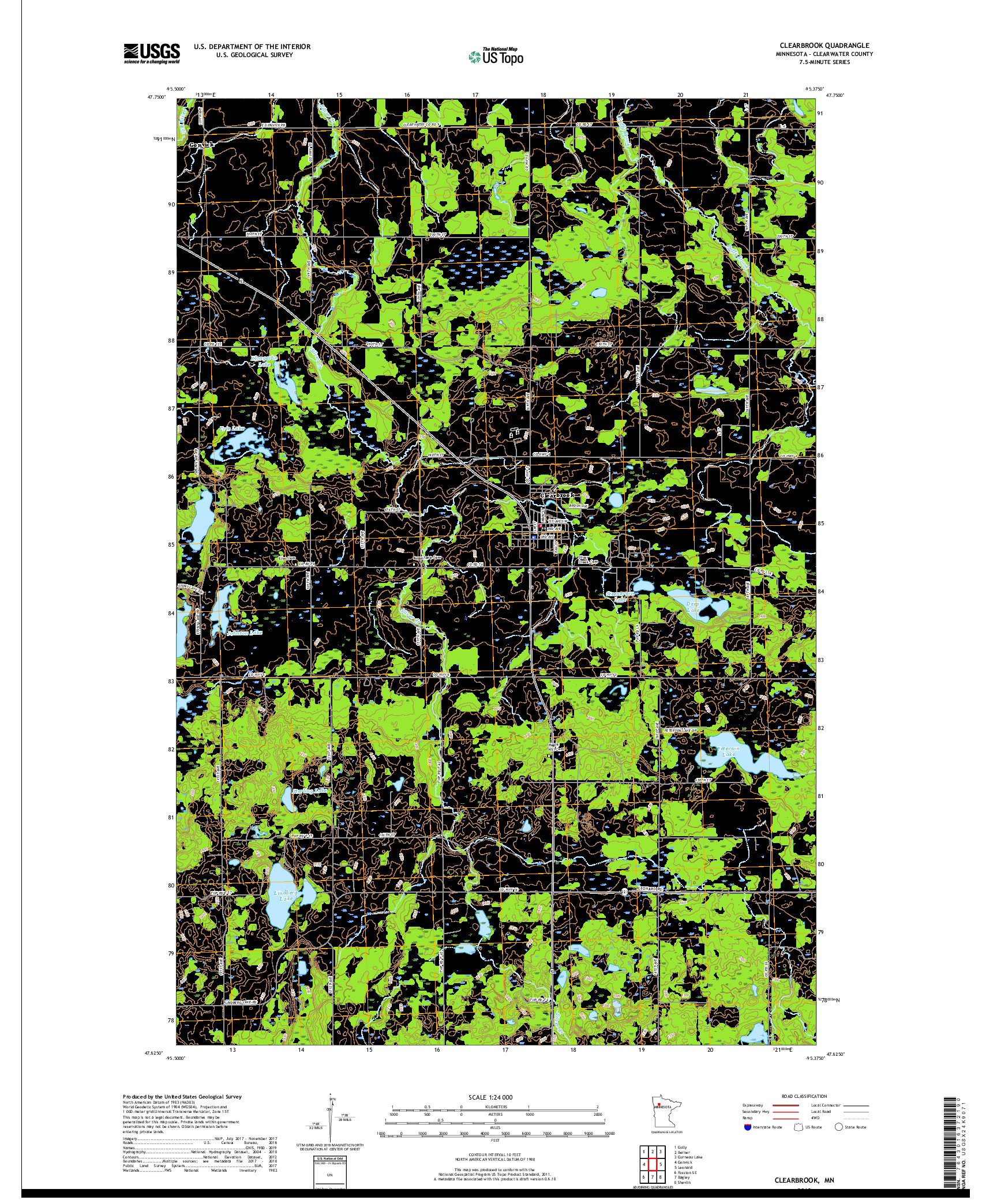 USGS US TOPO 7.5-MINUTE MAP FOR CLEARBROOK, MN 2019