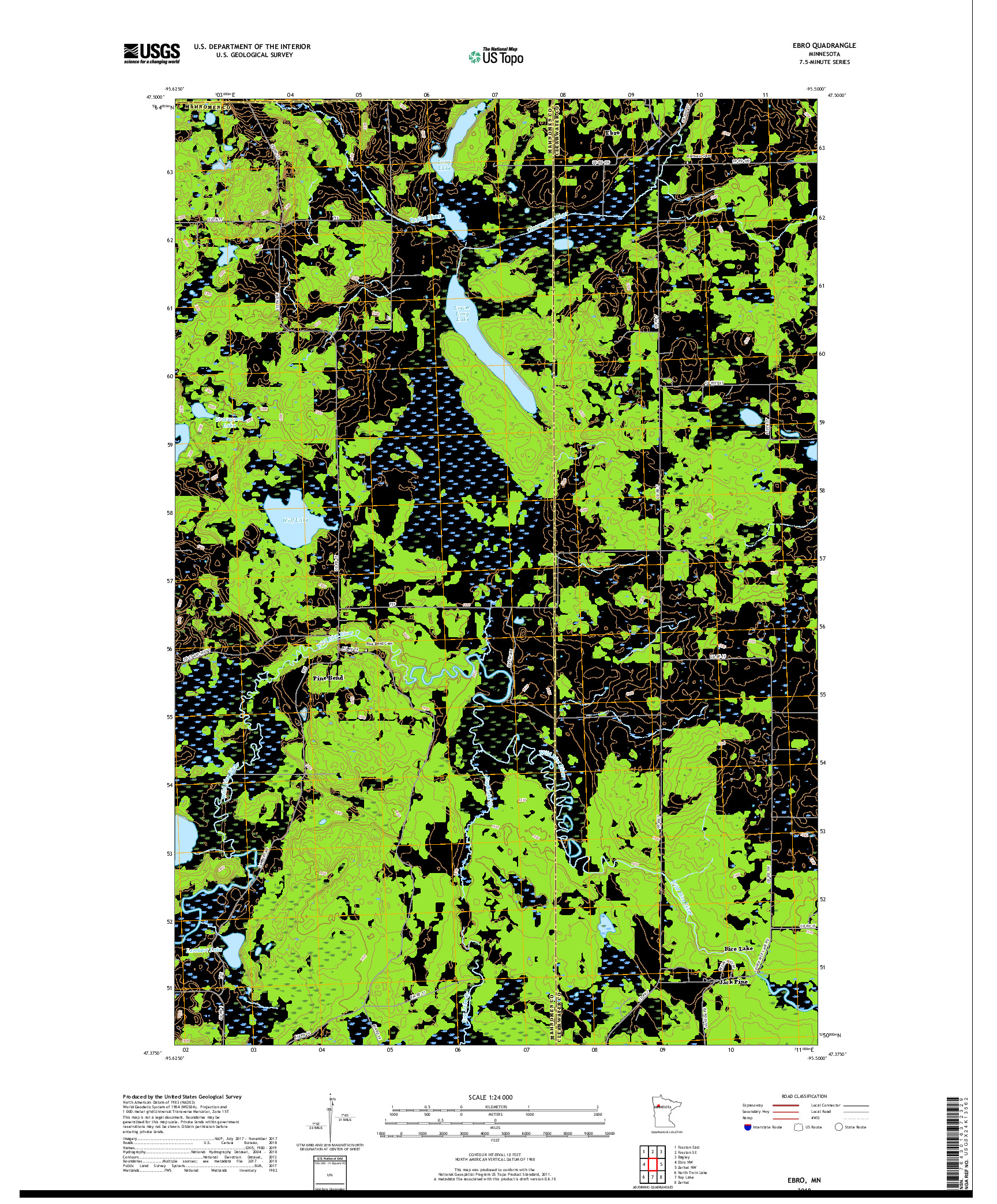 USGS US TOPO 7.5-MINUTE MAP FOR EBRO, MN 2019