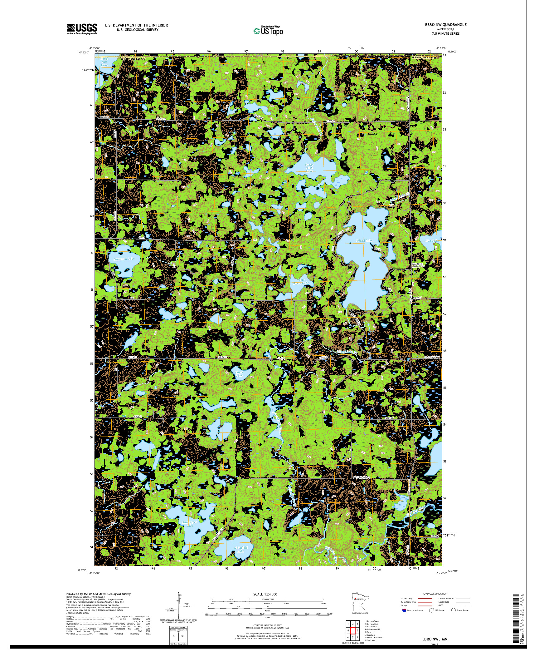 USGS US TOPO 7.5-MINUTE MAP FOR EBRO NW, MN 2019