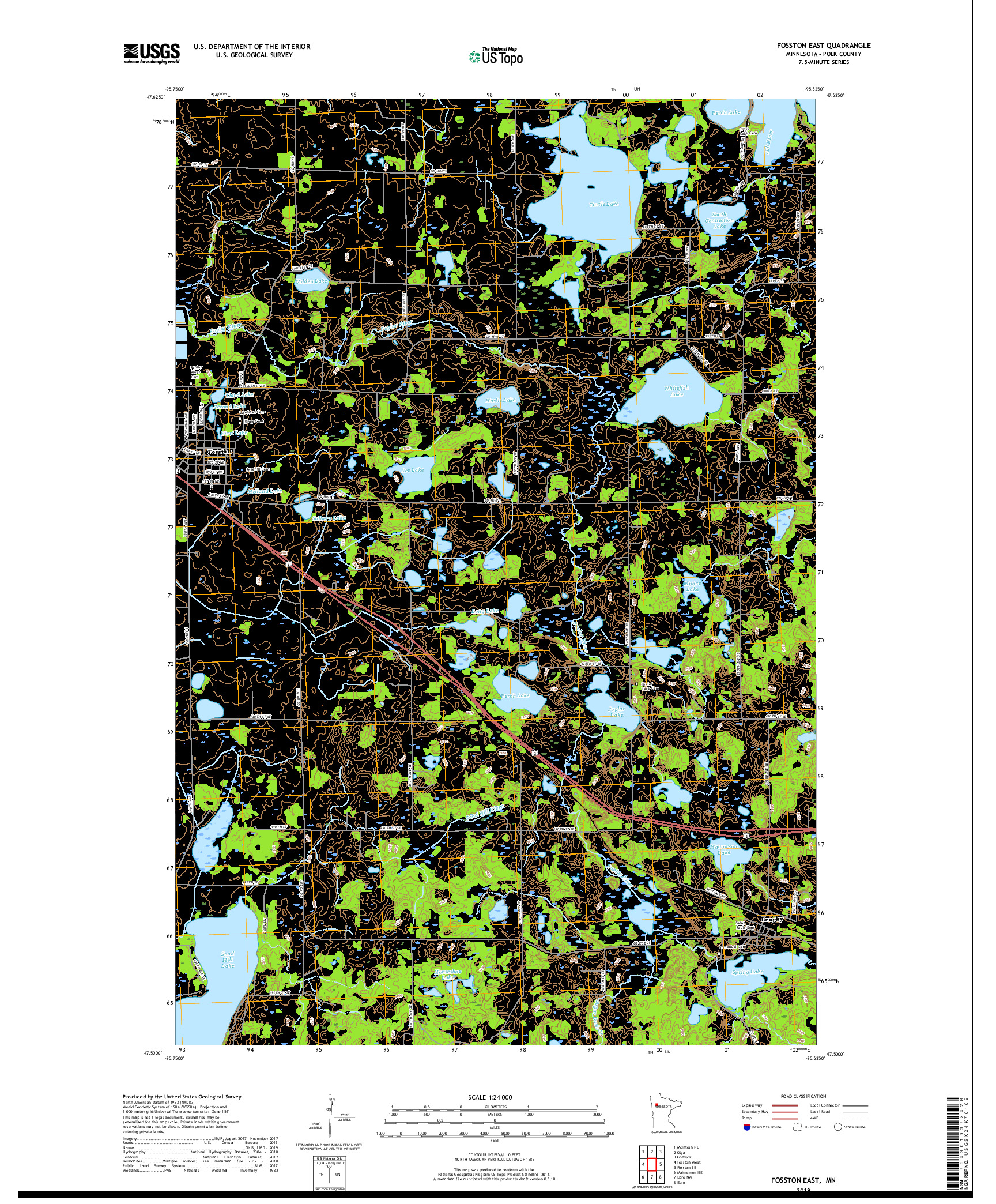USGS US TOPO 7.5-MINUTE MAP FOR FOSSTON EAST, MN 2019