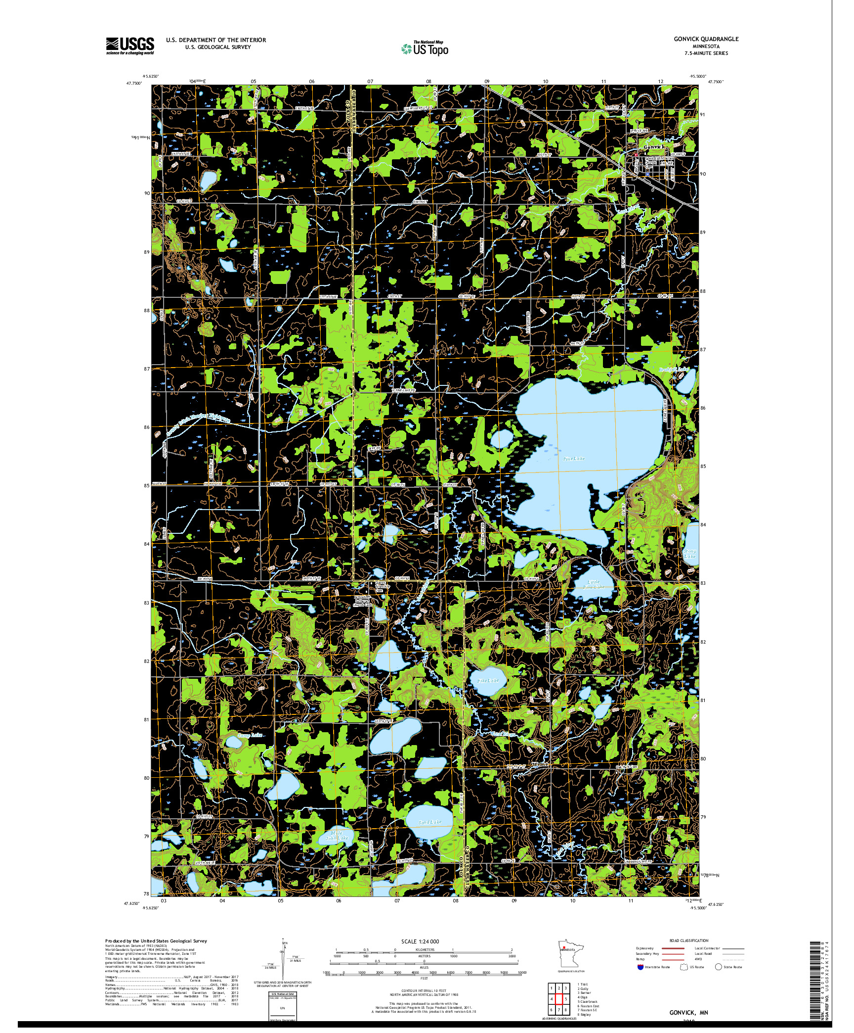 USGS US TOPO 7.5-MINUTE MAP FOR GONVICK, MN 2019