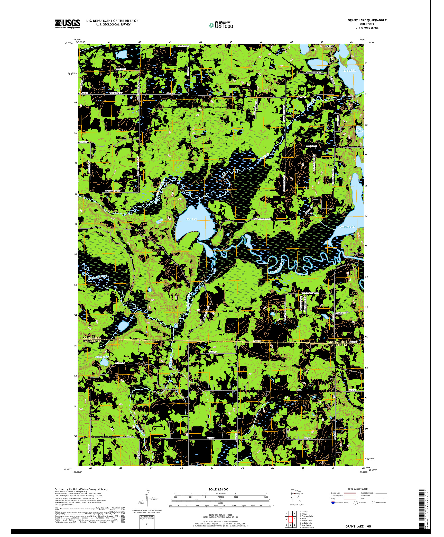 USGS US TOPO 7.5-MINUTE MAP FOR GRANT LAKE, MN 2019