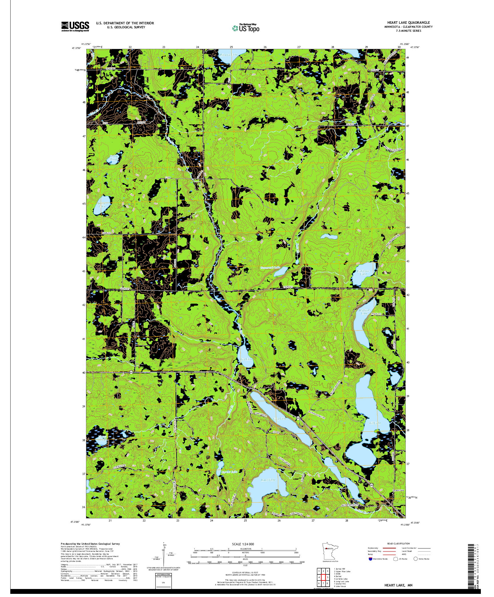 USGS US TOPO 7.5-MINUTE MAP FOR HEART LAKE, MN 2019