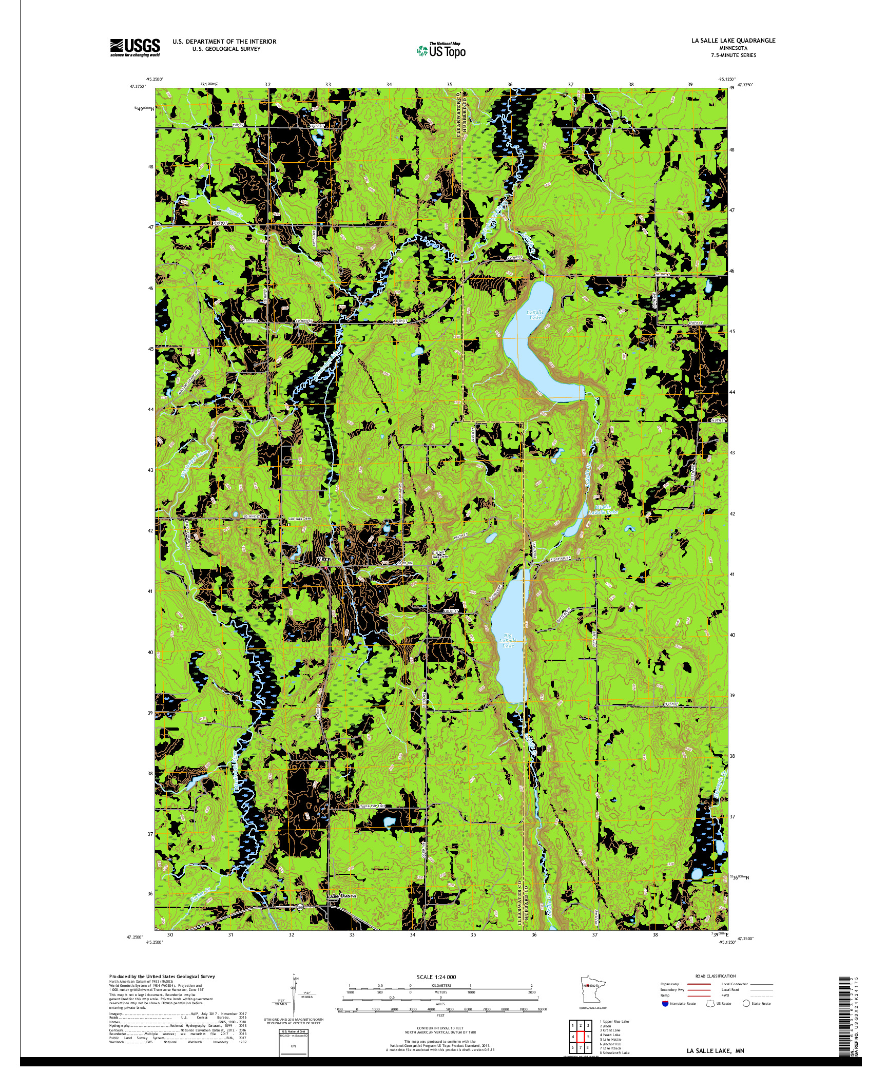 USGS US TOPO 7.5-MINUTE MAP FOR LA SALLE LAKE, MN 2019