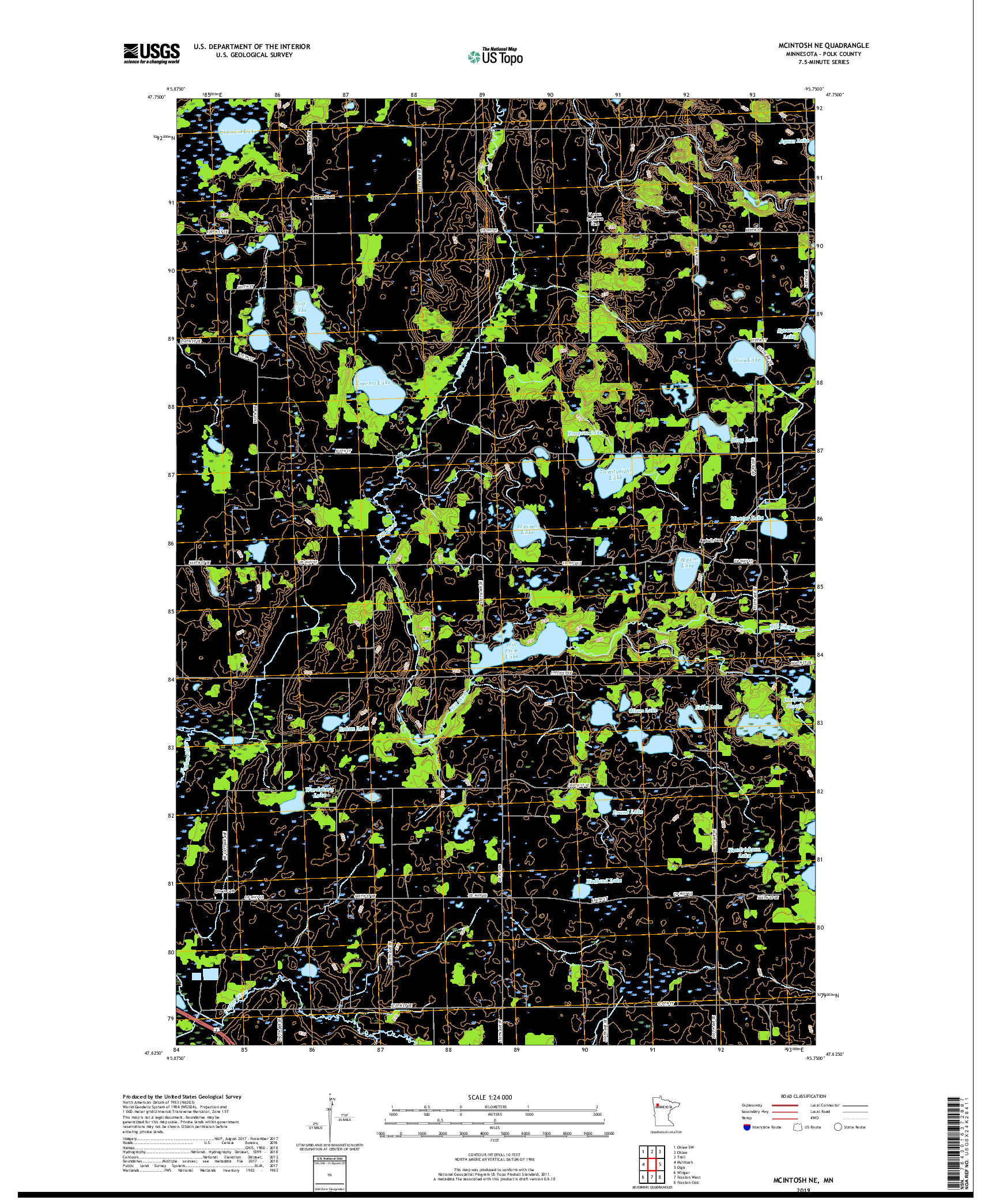 USGS US TOPO 7.5-MINUTE MAP FOR MCINTOSH NE, MN 2019