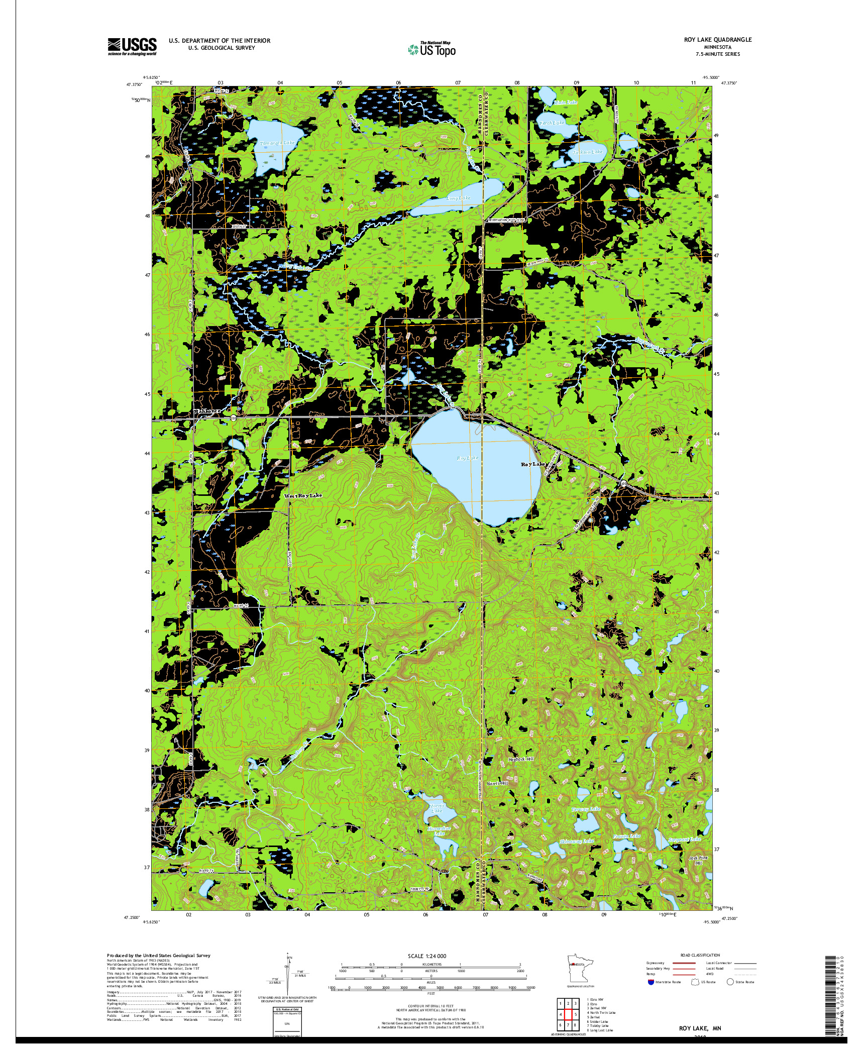 USGS US TOPO 7.5-MINUTE MAP FOR ROY LAKE, MN 2019