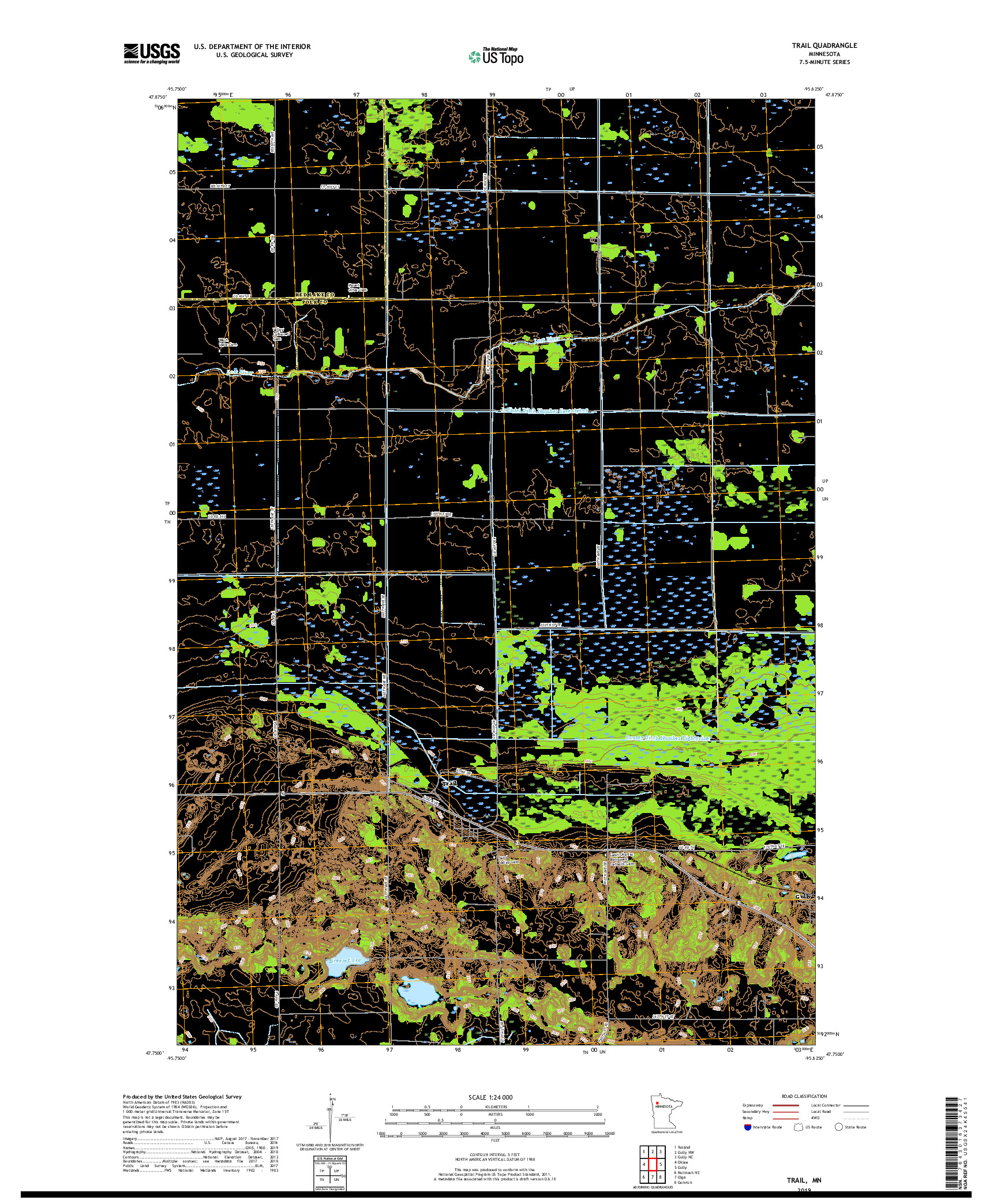 USGS US TOPO 7.5-MINUTE MAP FOR TRAIL, MN 2019