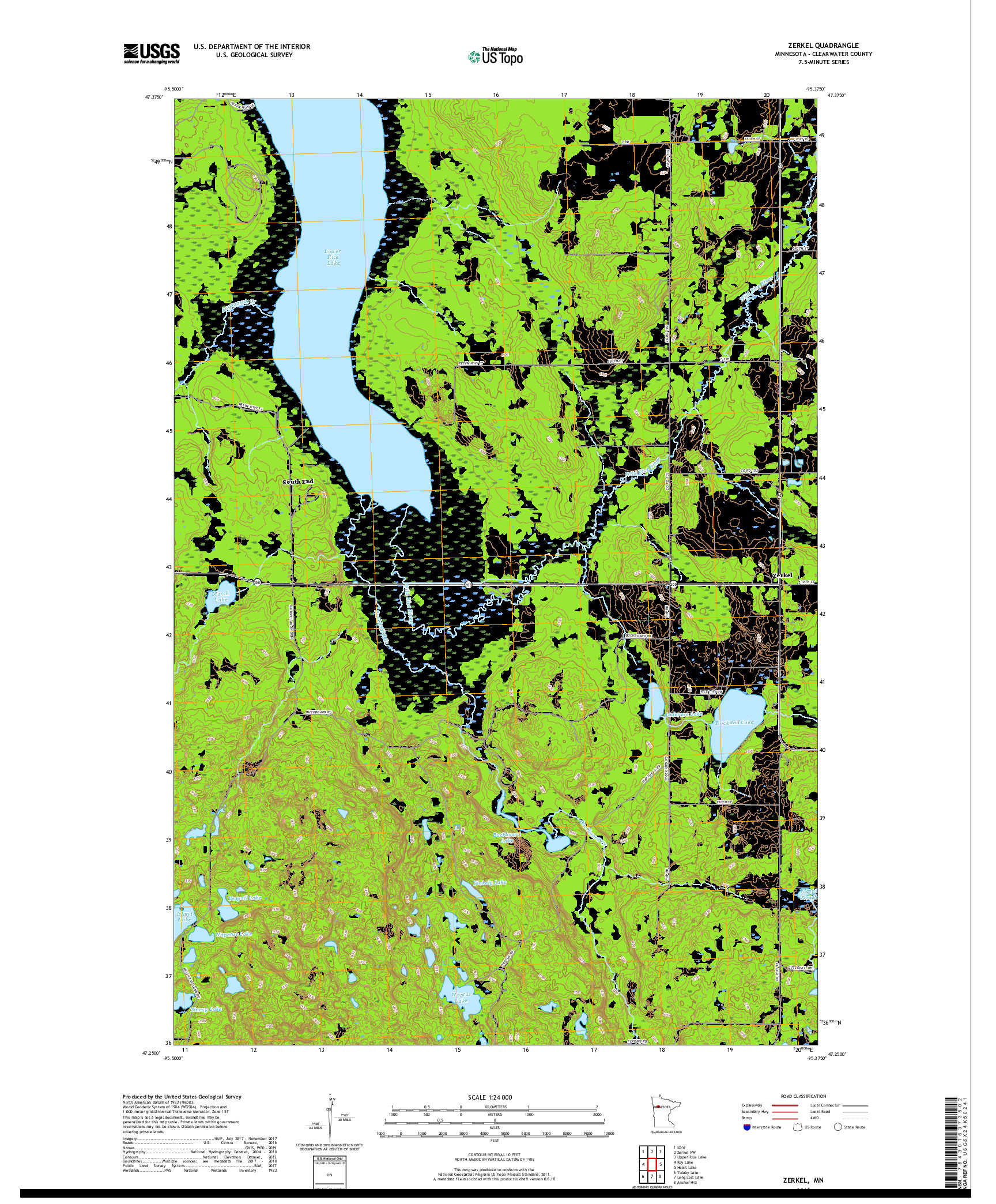 USGS US TOPO 7.5-MINUTE MAP FOR ZERKEL, MN 2019