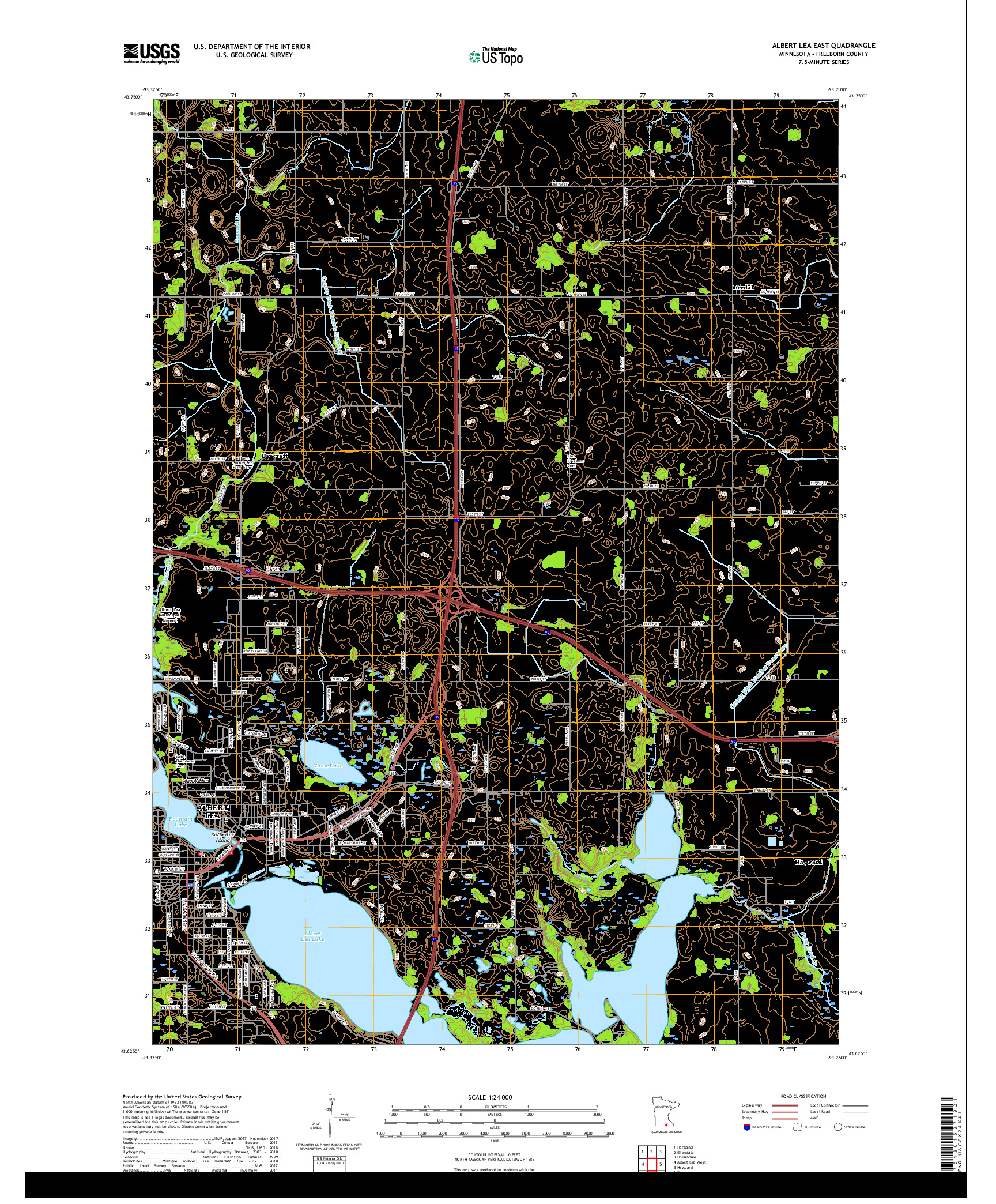 USGS US TOPO 7.5-MINUTE MAP FOR ALBERT LEA EAST, MN 2019