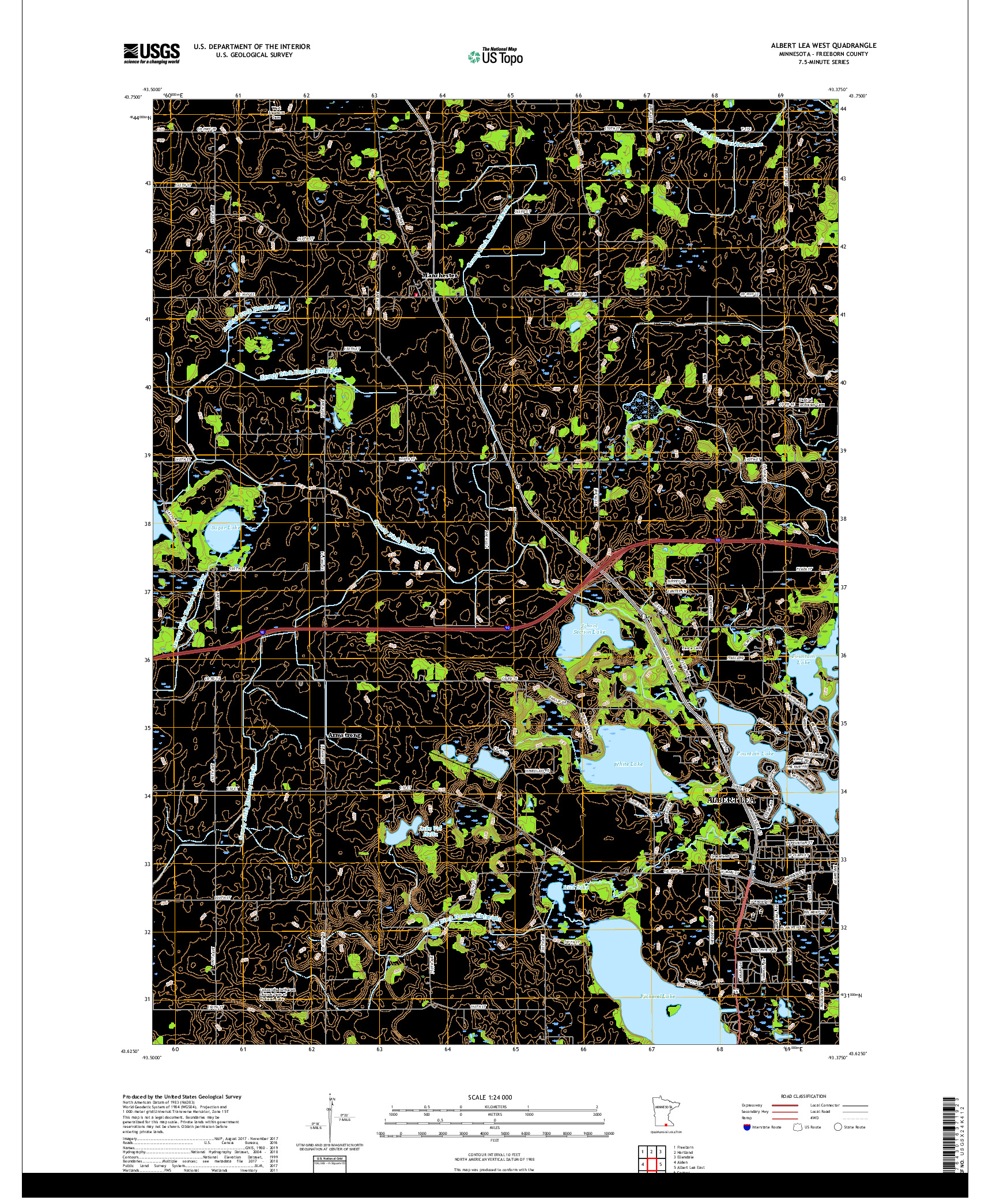 USGS US TOPO 7.5-MINUTE MAP FOR ALBERT LEA WEST, MN 2019