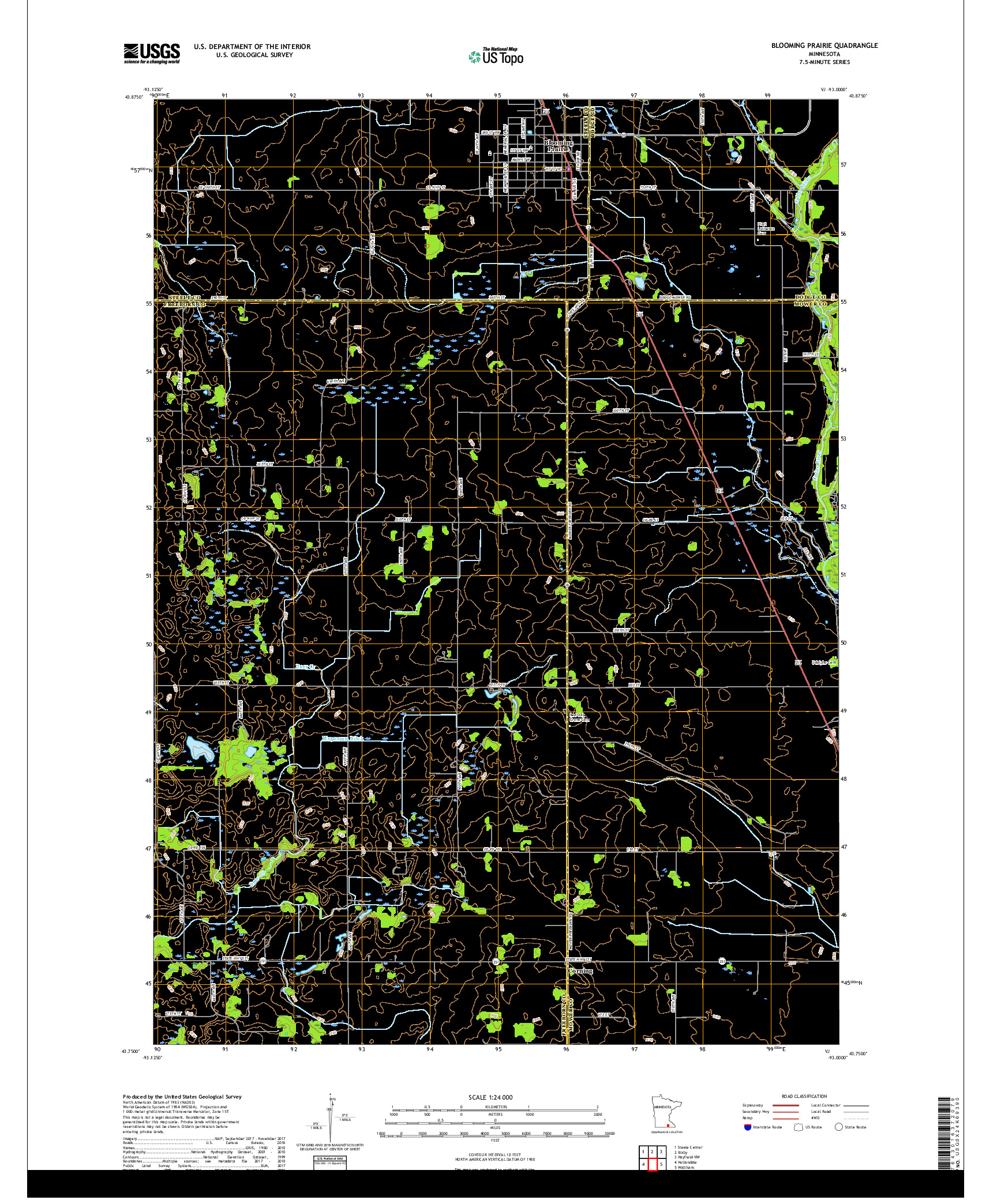 USGS US TOPO 7.5-MINUTE MAP FOR BLOOMING PRAIRIE, MN 2019