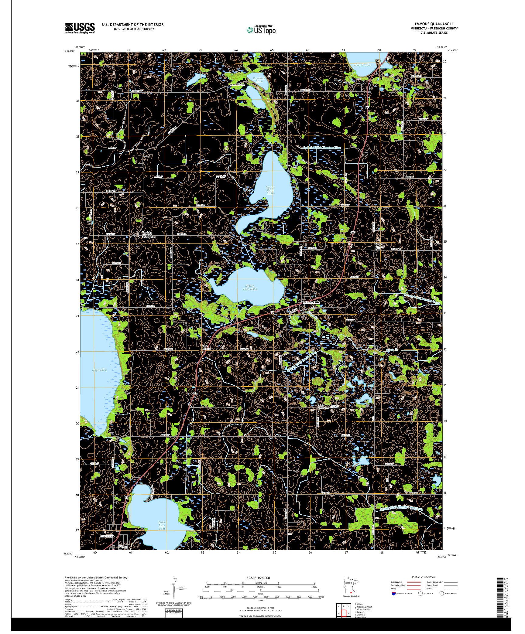 USGS US TOPO 7.5-MINUTE MAP FOR EMMONS, MN 2019