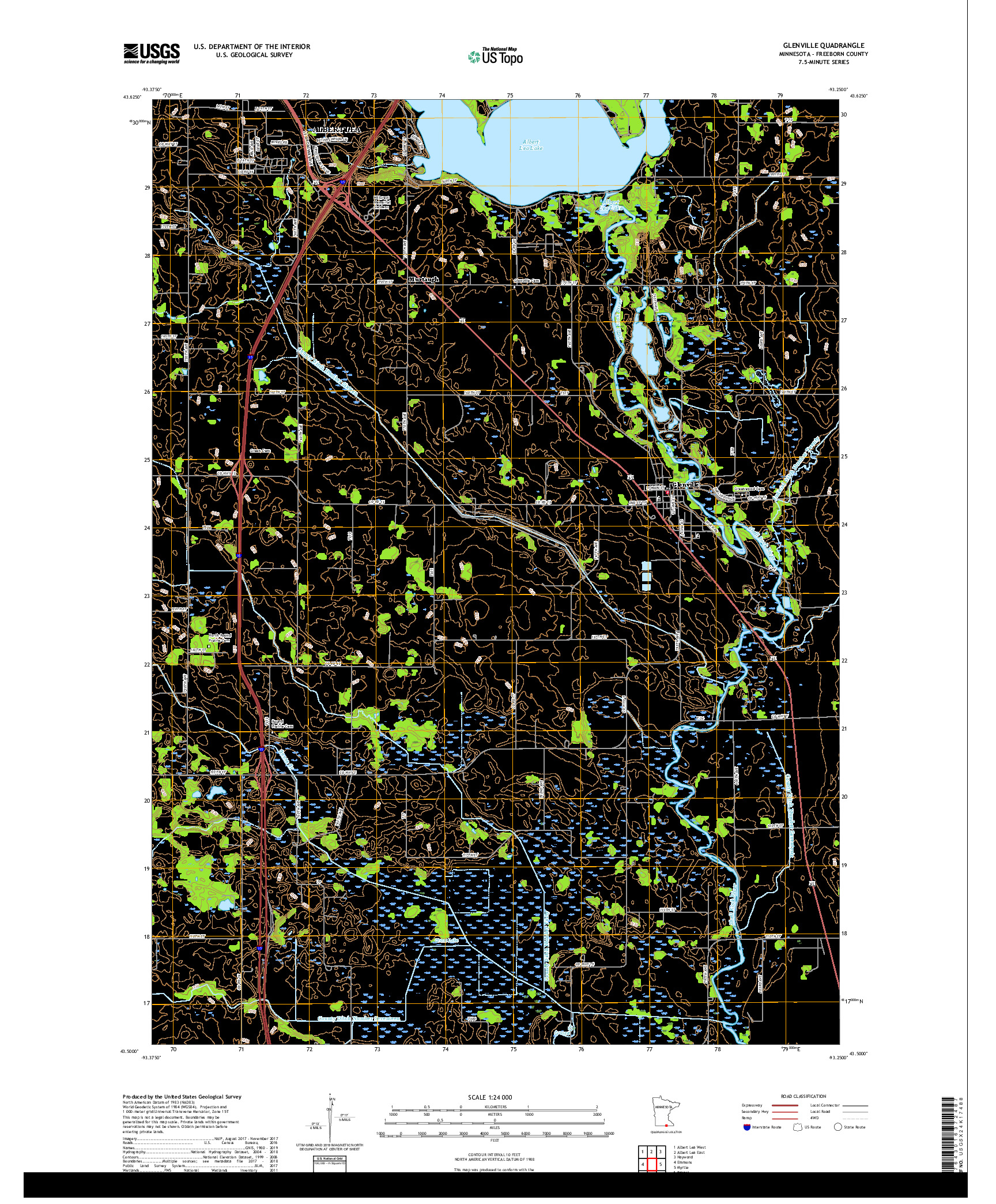 USGS US TOPO 7.5-MINUTE MAP FOR GLENVILLE, MN 2019