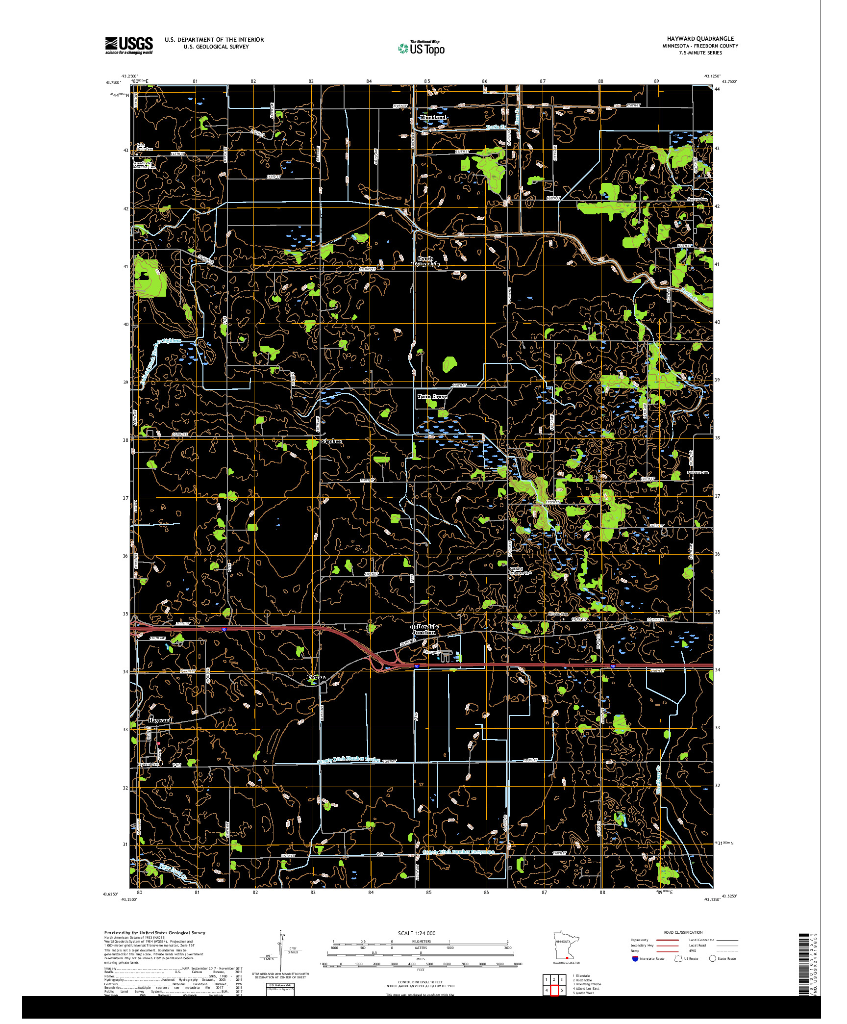 USGS US TOPO 7.5-MINUTE MAP FOR HAYWARD, MN 2019