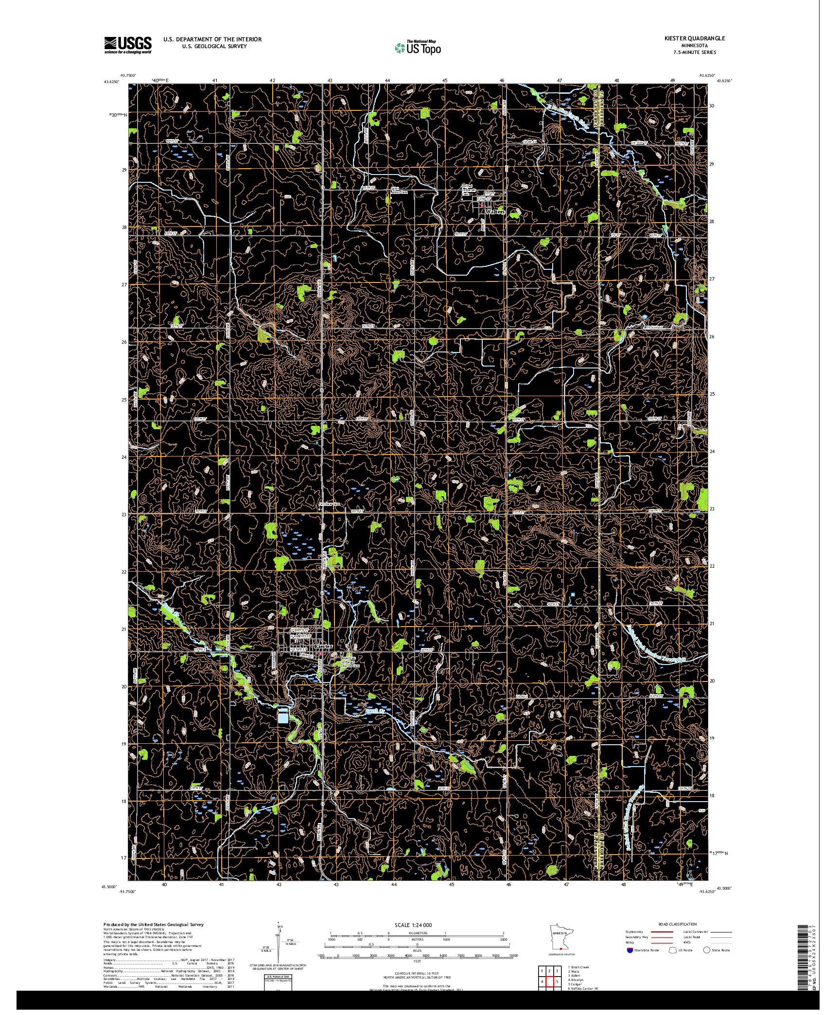 USGS US TOPO 7.5-MINUTE MAP FOR KIESTER, MN 2019