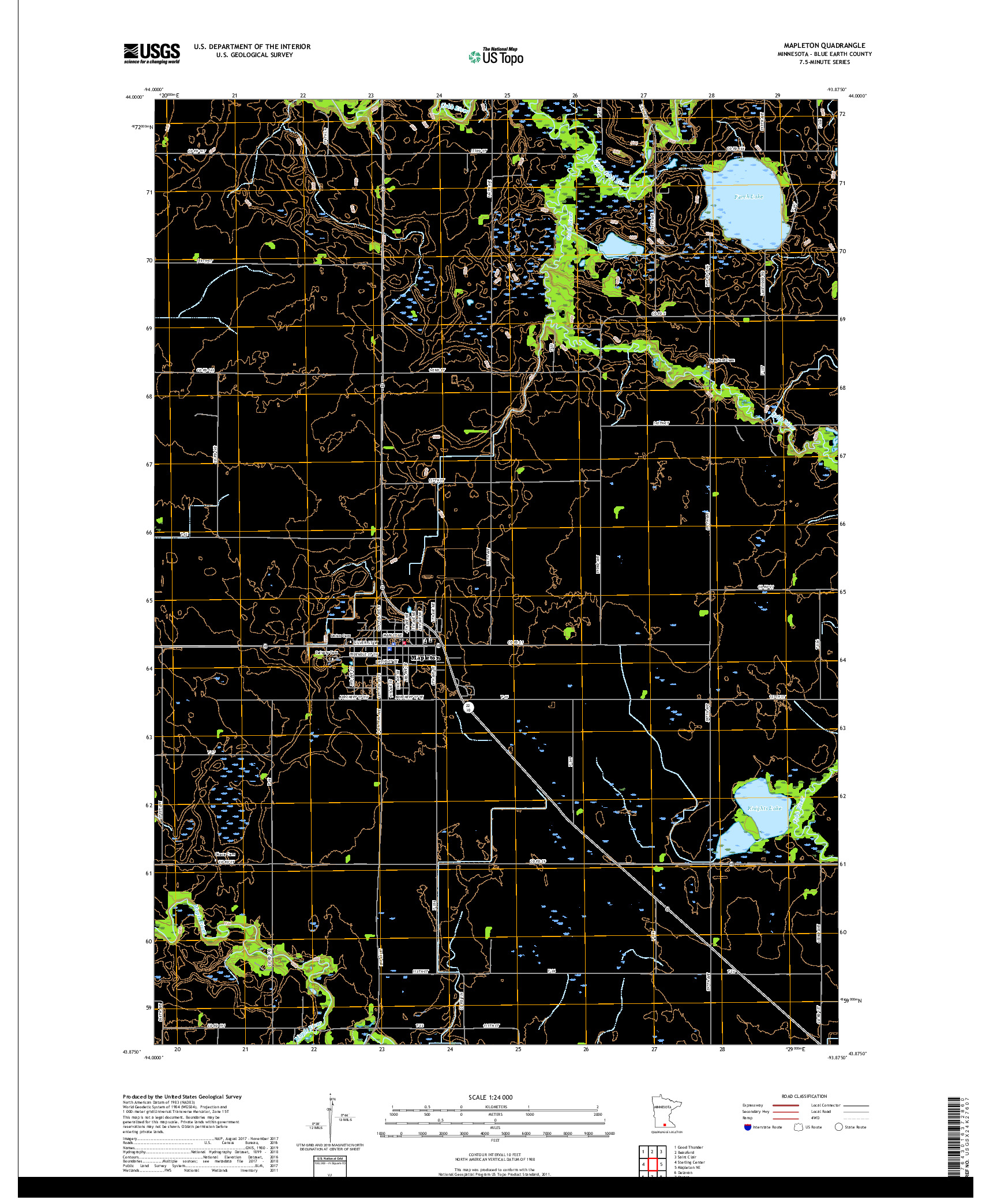 USGS US TOPO 7.5-MINUTE MAP FOR MAPLETON, MN 2019