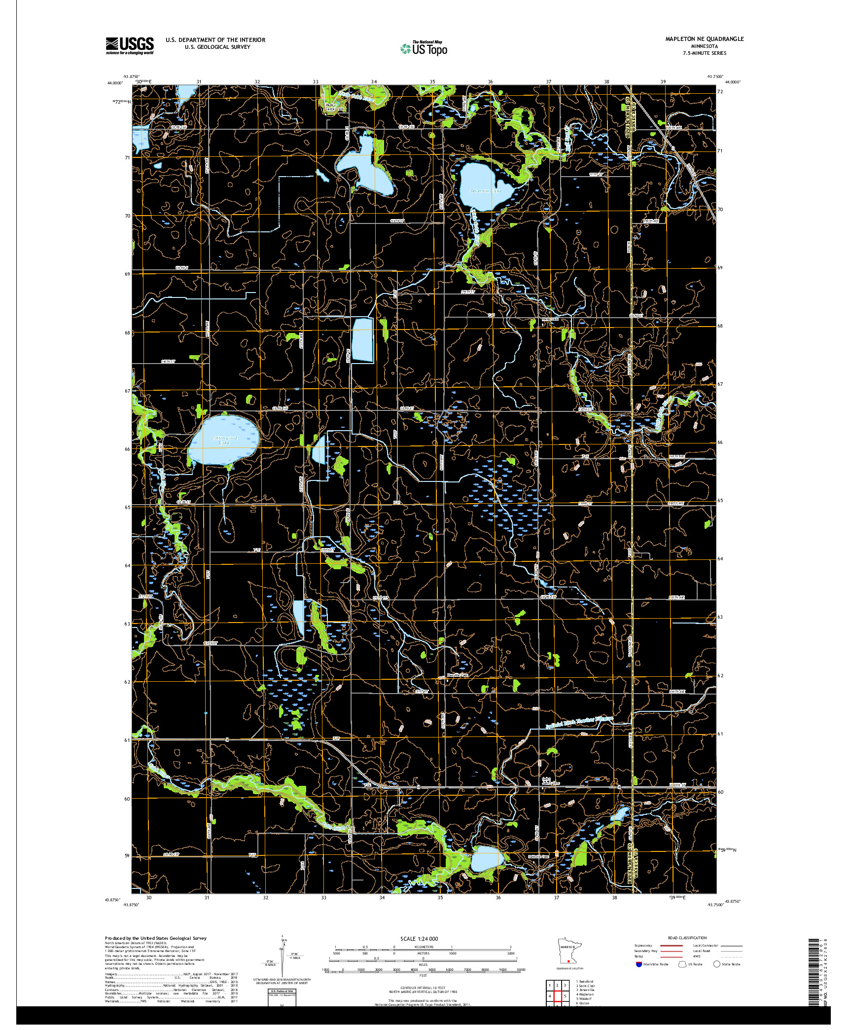 USGS US TOPO 7.5-MINUTE MAP FOR MAPLETON NE, MN 2019