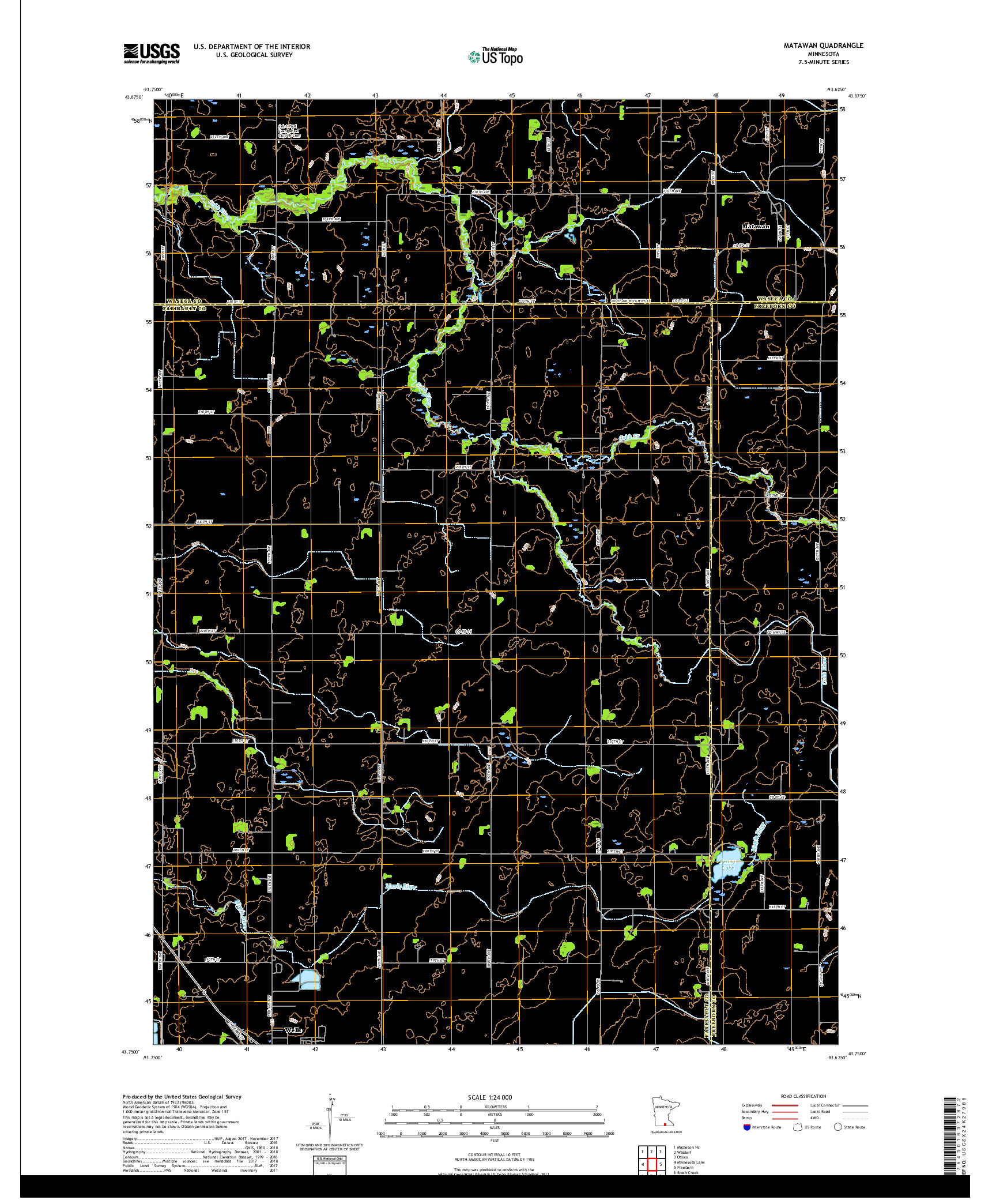 USGS US TOPO 7.5-MINUTE MAP FOR MATAWAN, MN 2019