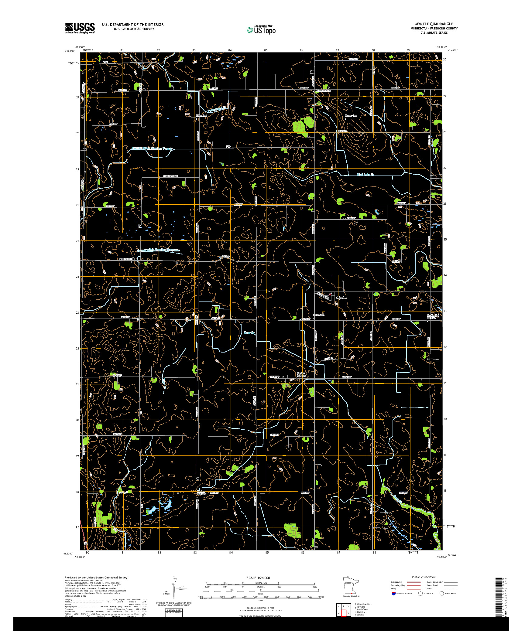 USGS US TOPO 7.5-MINUTE MAP FOR MYRTLE, MN 2019