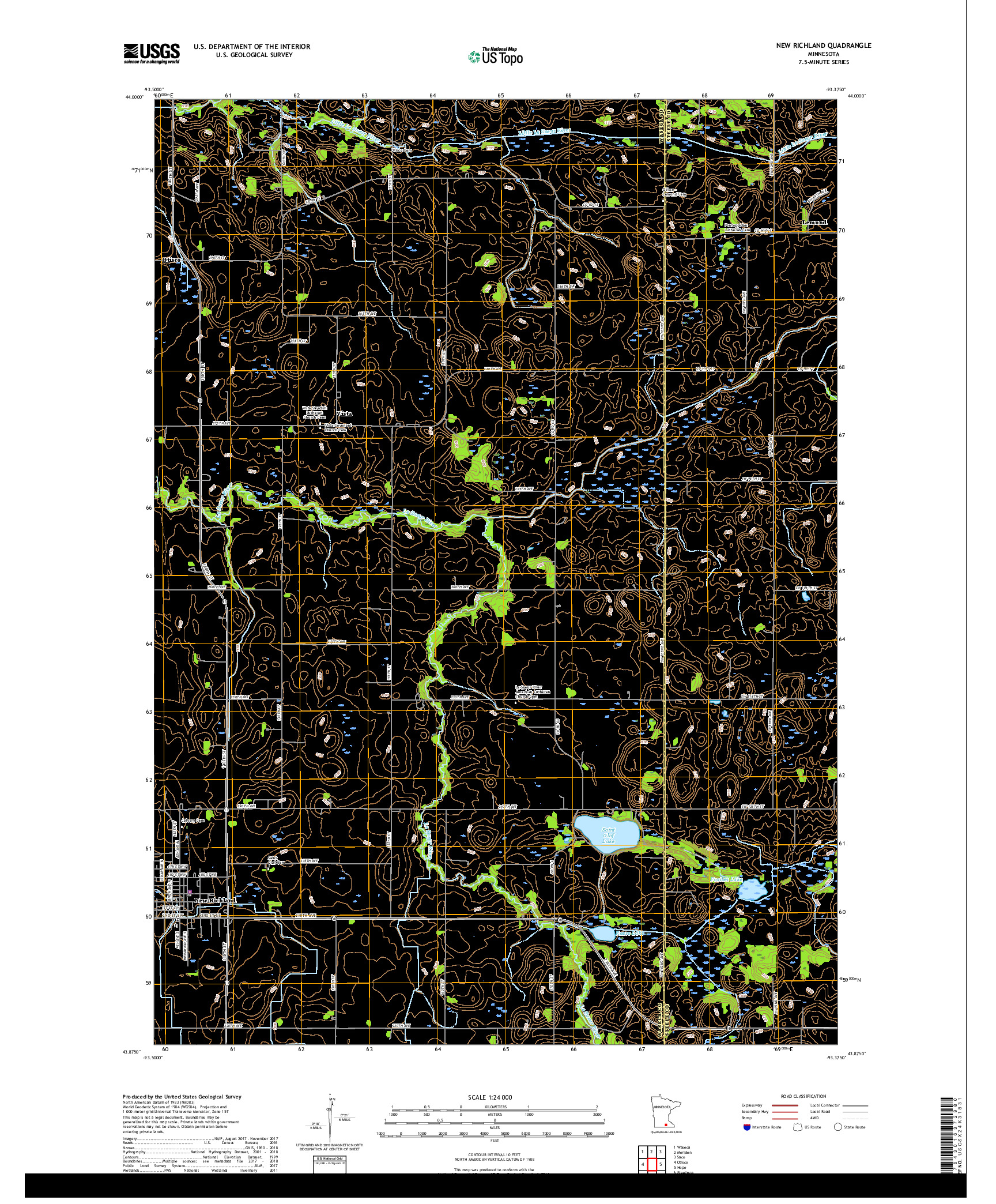 USGS US TOPO 7.5-MINUTE MAP FOR NEW RICHLAND, MN 2019