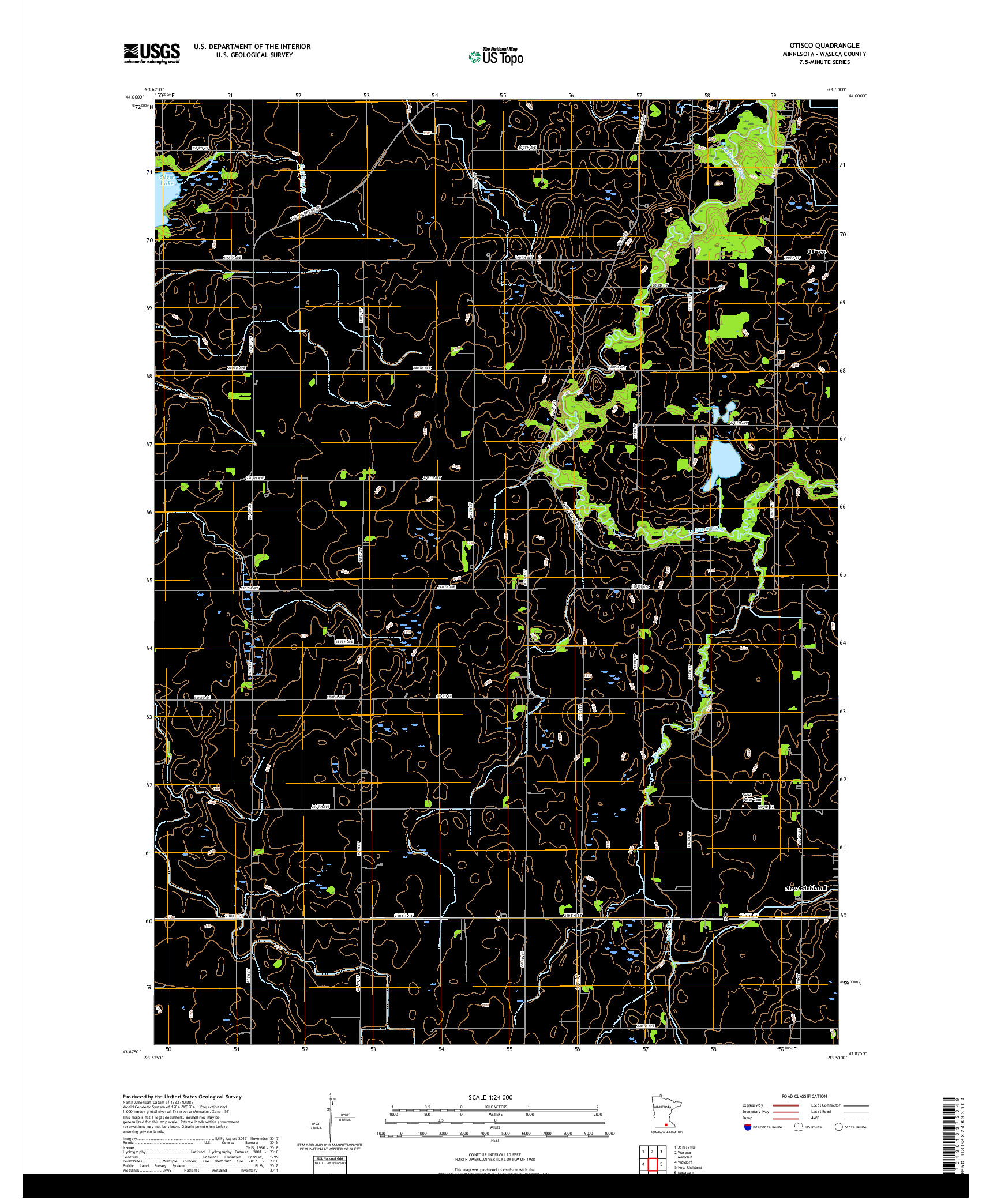 USGS US TOPO 7.5-MINUTE MAP FOR OTISCO, MN 2019
