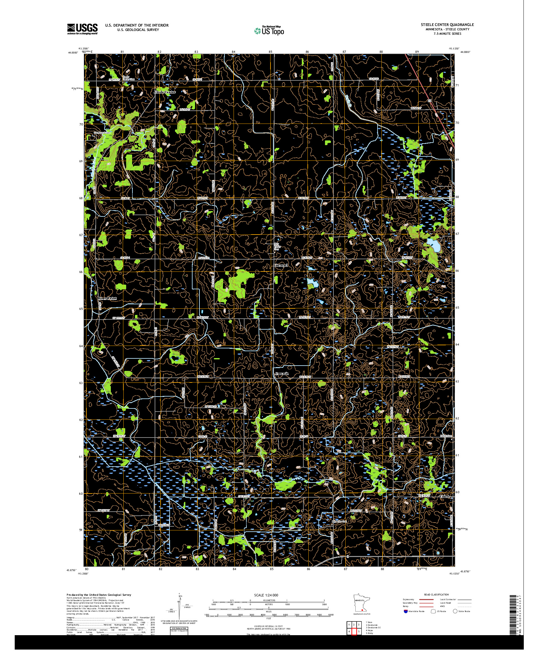 USGS US TOPO 7.5-MINUTE MAP FOR STEELE CENTER, MN 2019