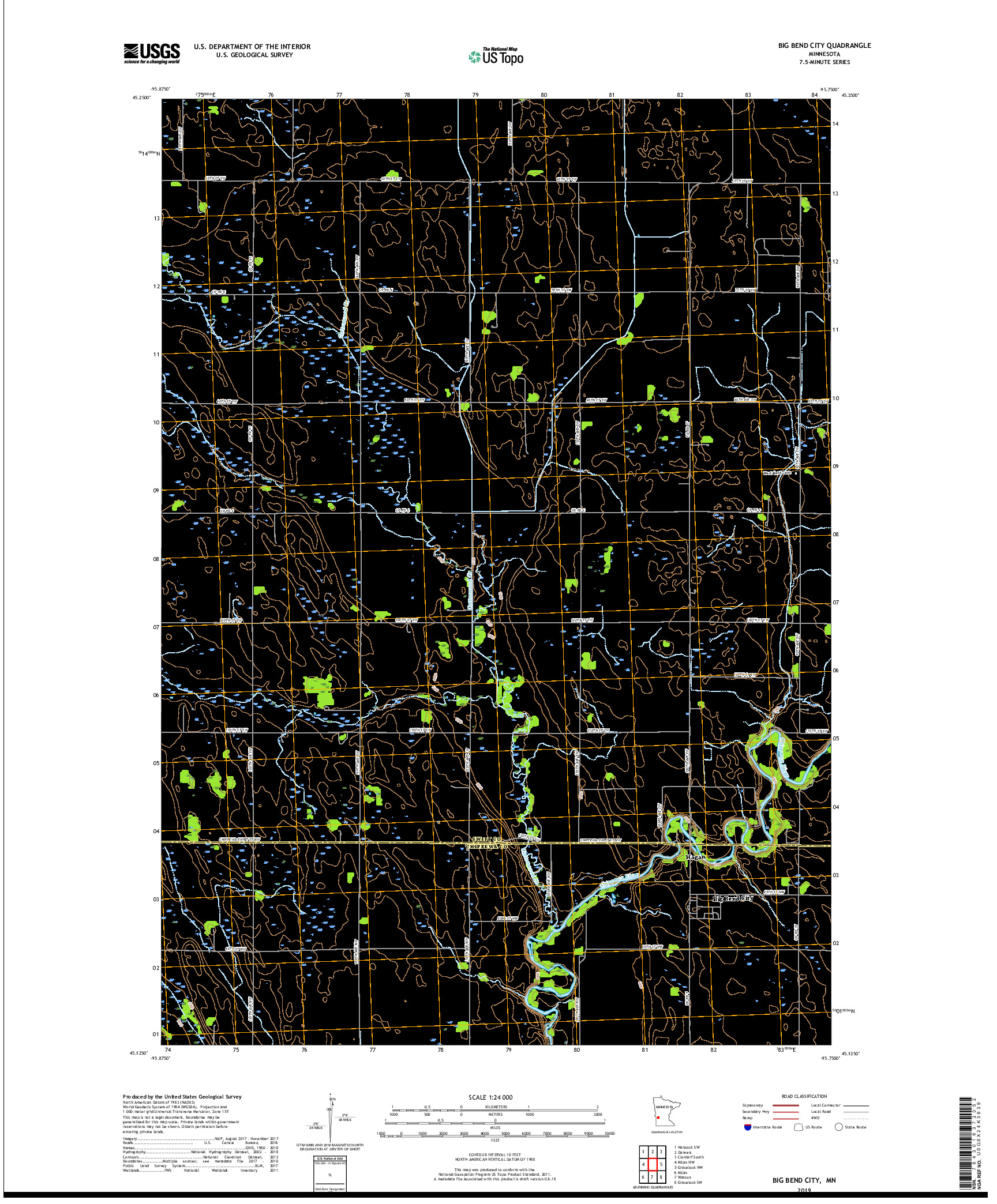 USGS US TOPO 7.5-MINUTE MAP FOR BIG BEND CITY, MN 2019