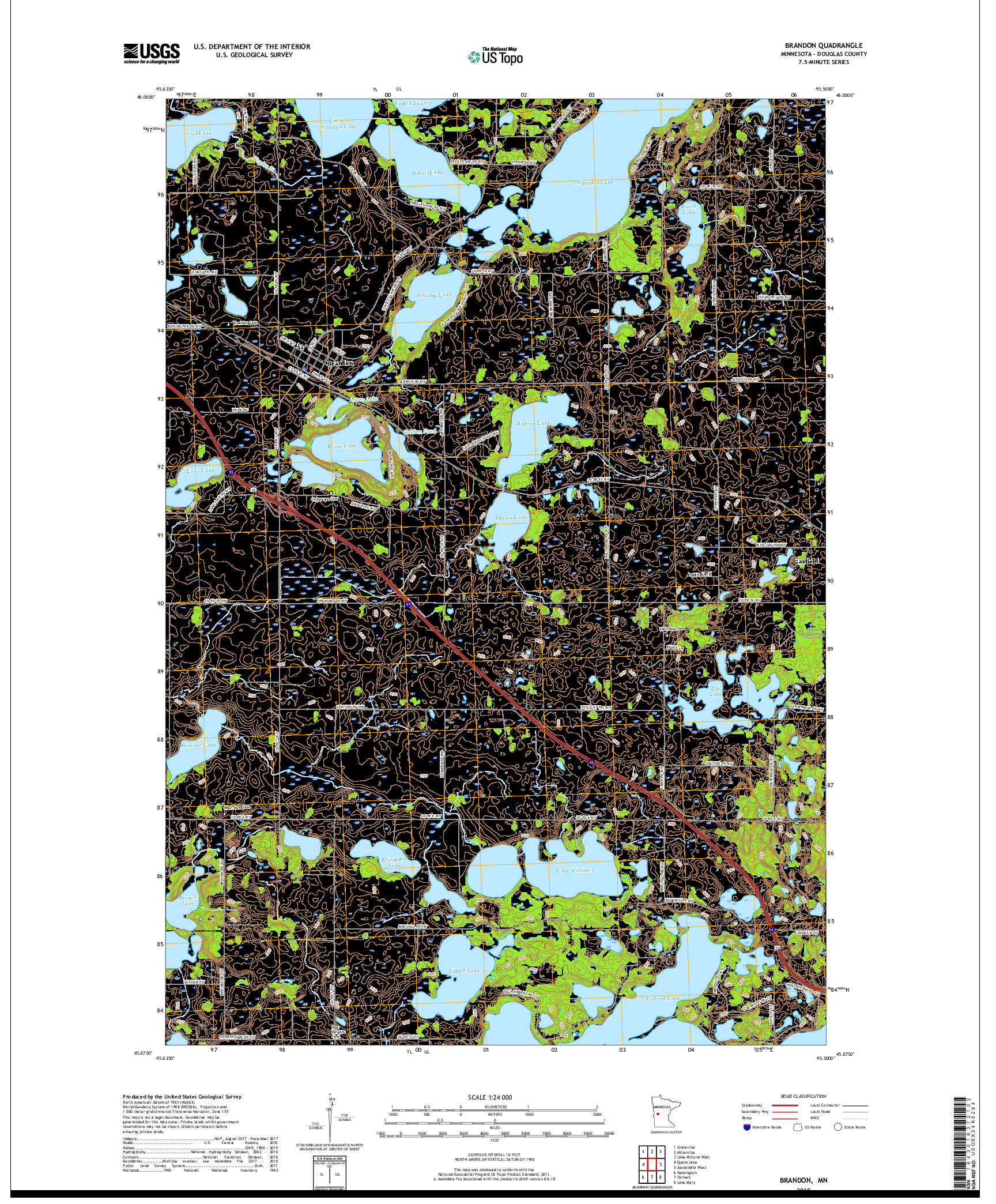 USGS US TOPO 7.5-MINUTE MAP FOR BRANDON, MN 2019