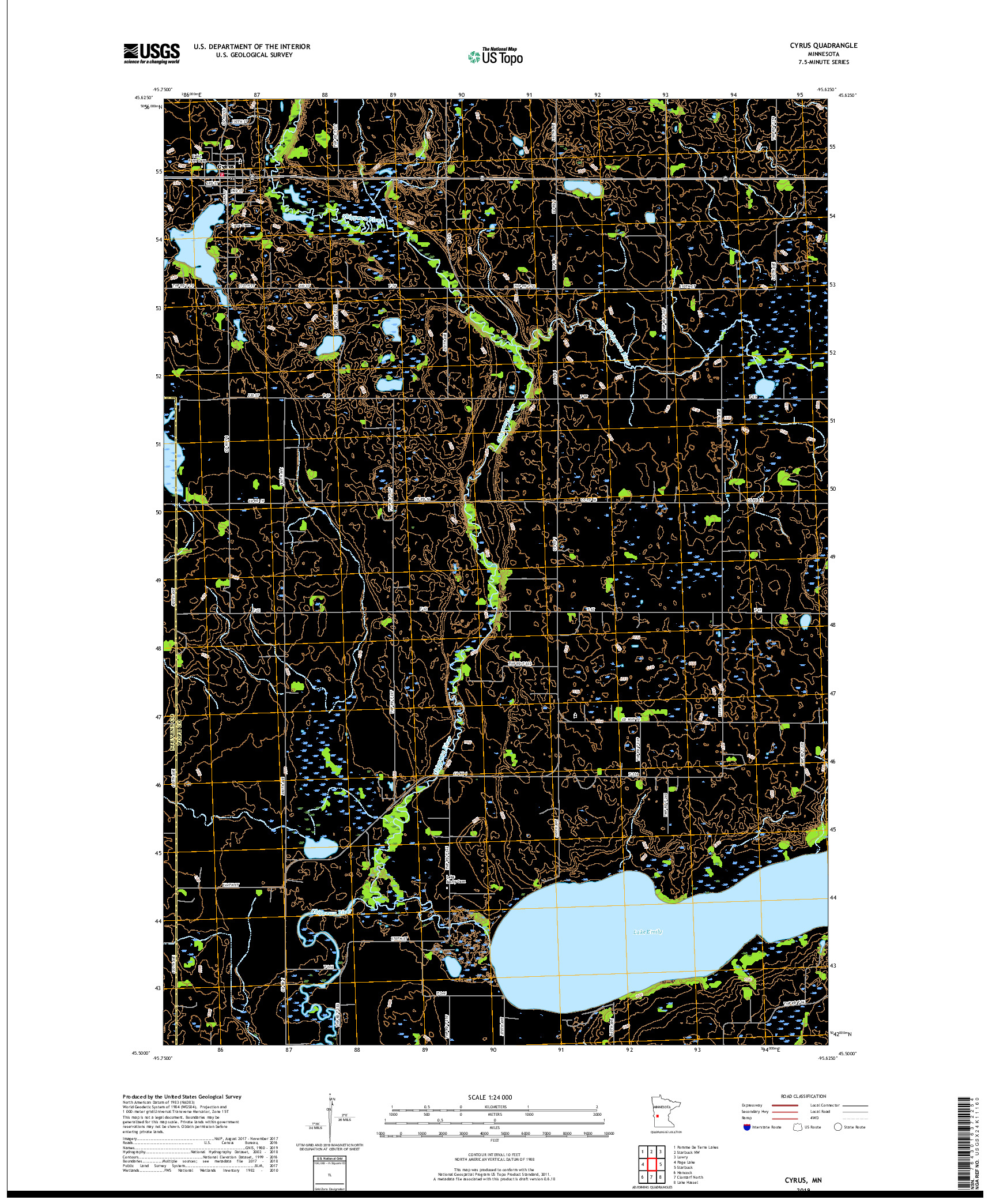 USGS US TOPO 7.5-MINUTE MAP FOR CYRUS, MN 2019