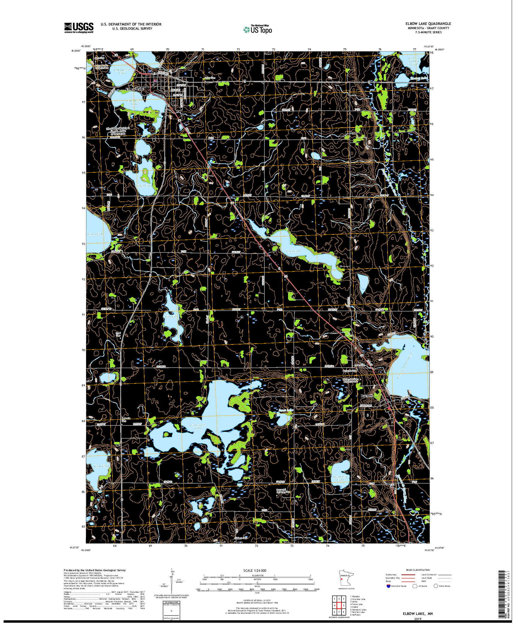 USGS US TOPO 7.5-MINUTE MAP FOR ELBOW LAKE, MN 2019