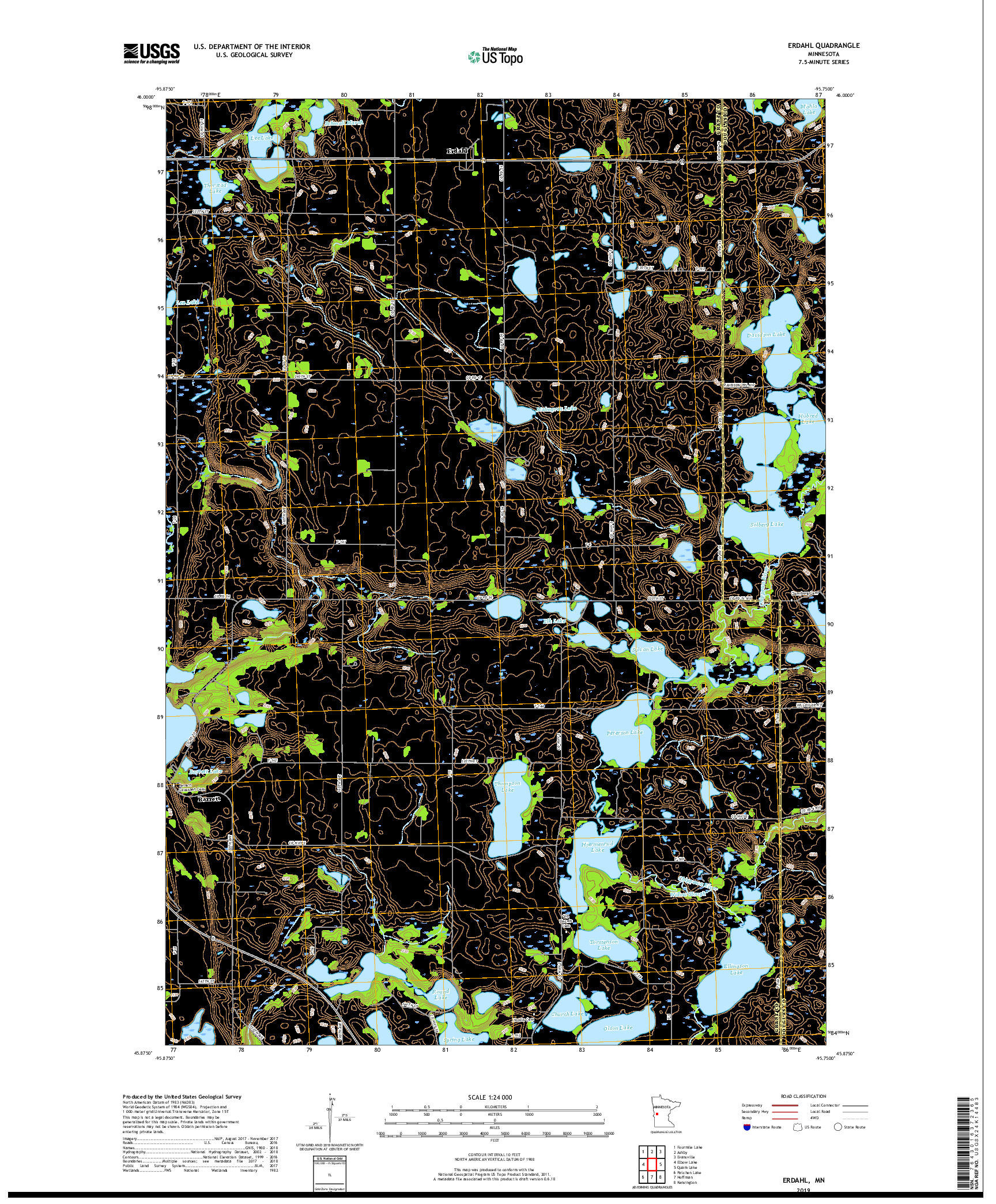 USGS US TOPO 7.5-MINUTE MAP FOR ERDAHL, MN 2019