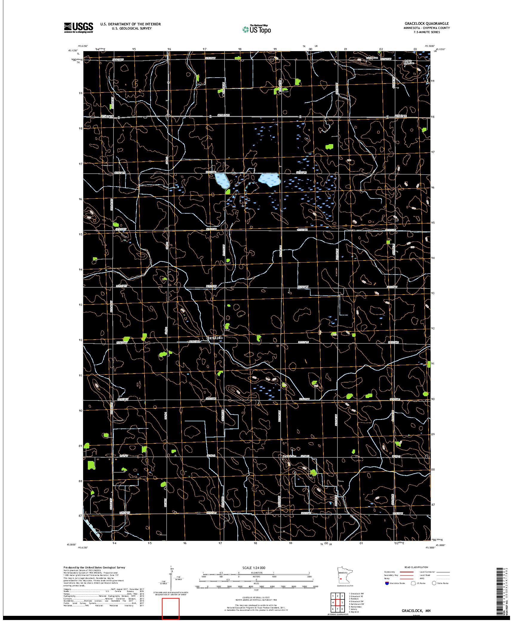 USGS US TOPO 7.5-MINUTE MAP FOR GRACELOCK, MN 2019