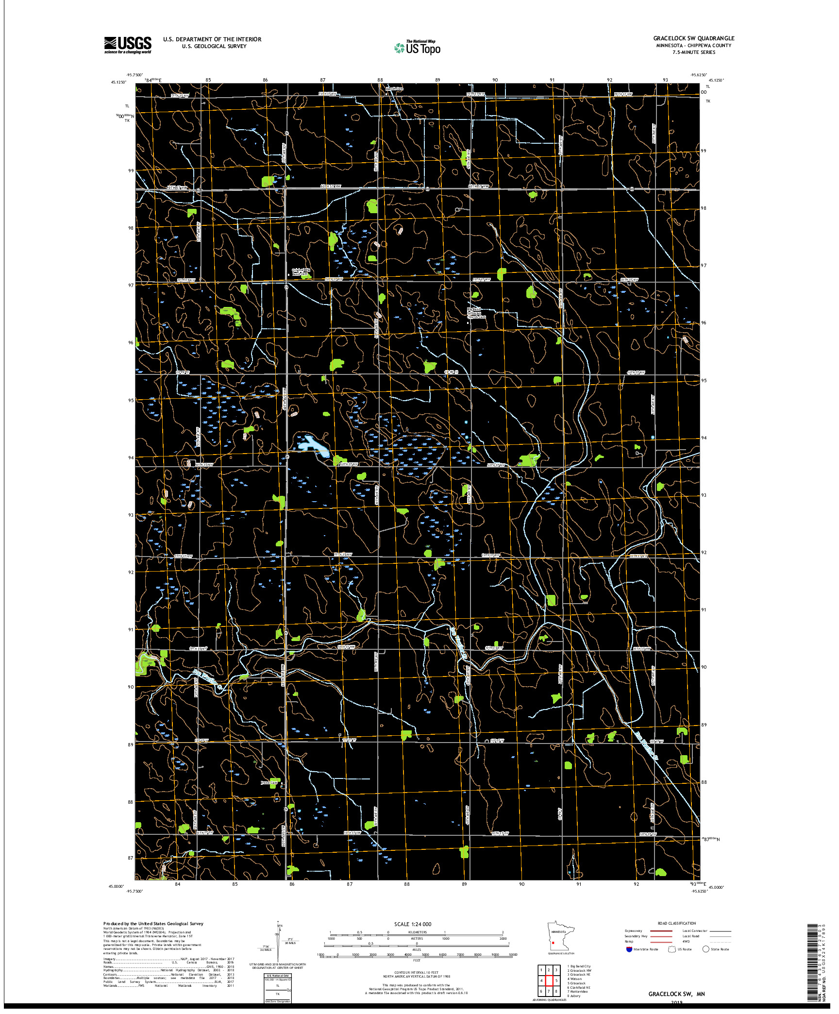 USGS US TOPO 7.5-MINUTE MAP FOR GRACELOCK SW, MN 2019