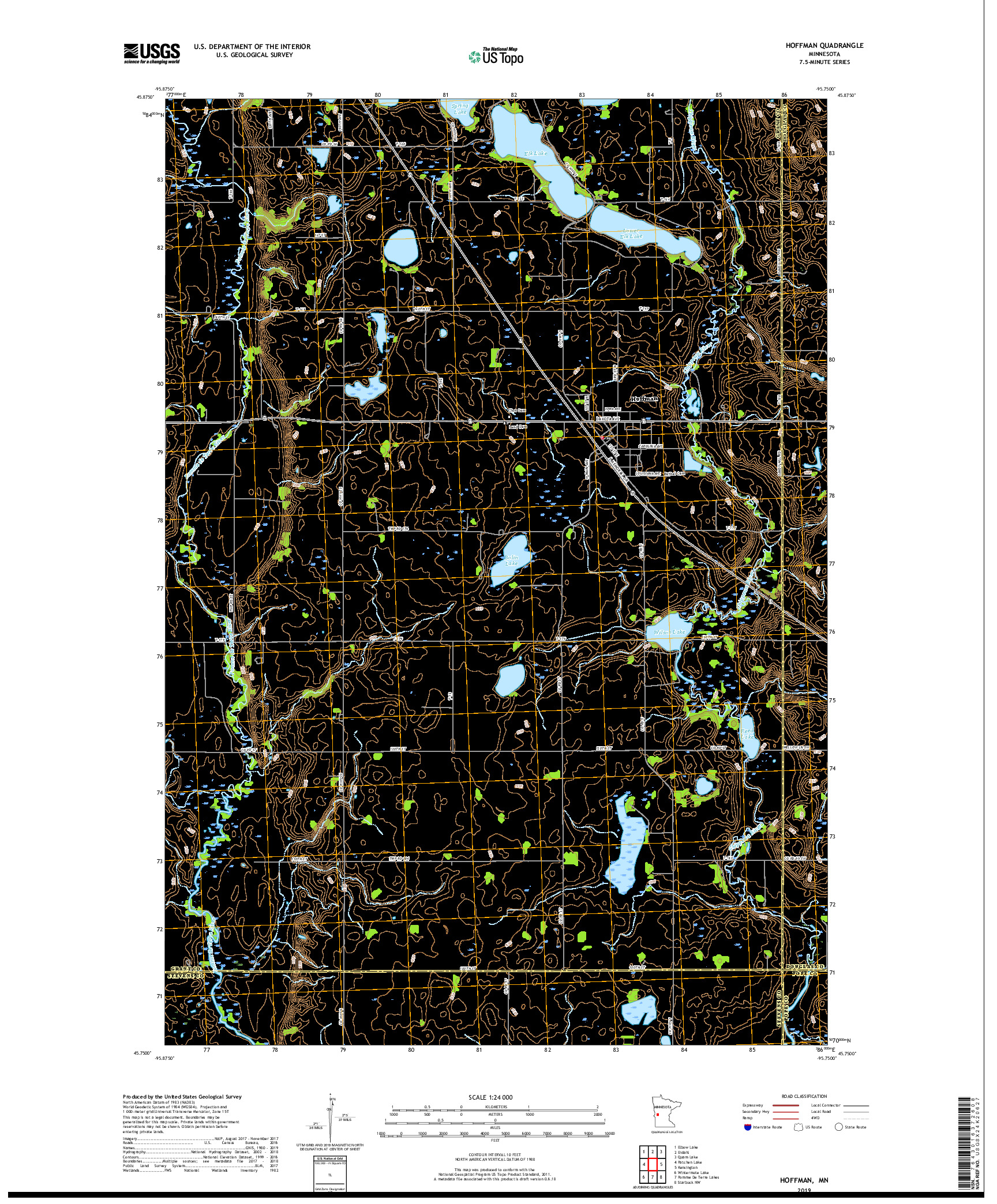 USGS US TOPO 7.5-MINUTE MAP FOR HOFFMAN, MN 2019