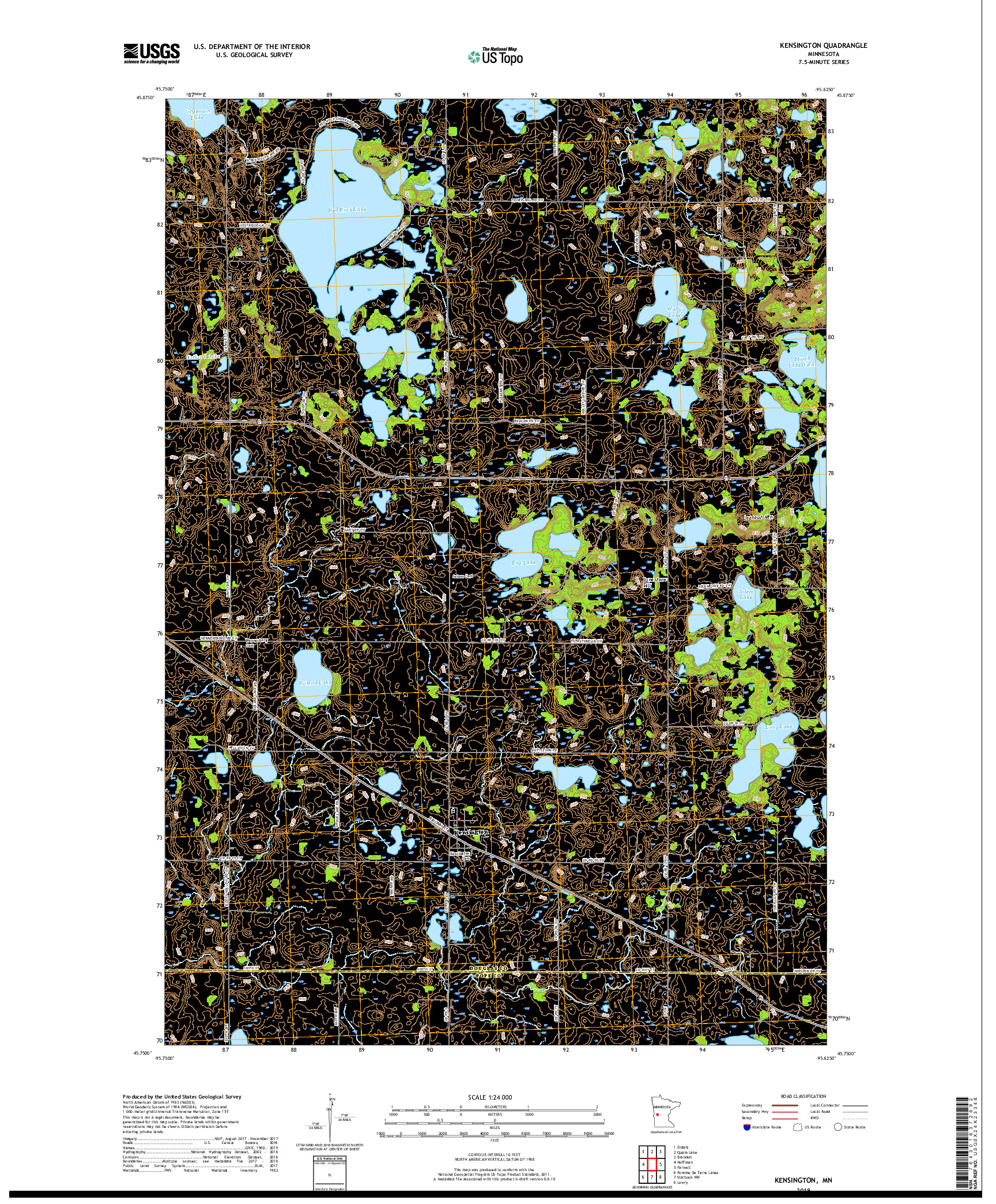 USGS US TOPO 7.5-MINUTE MAP FOR KENSINGTON, MN 2019