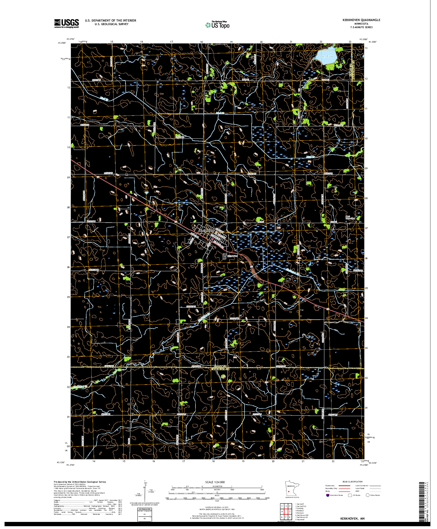 USGS US TOPO 7.5-MINUTE MAP FOR KERKHOVEN, MN 2019