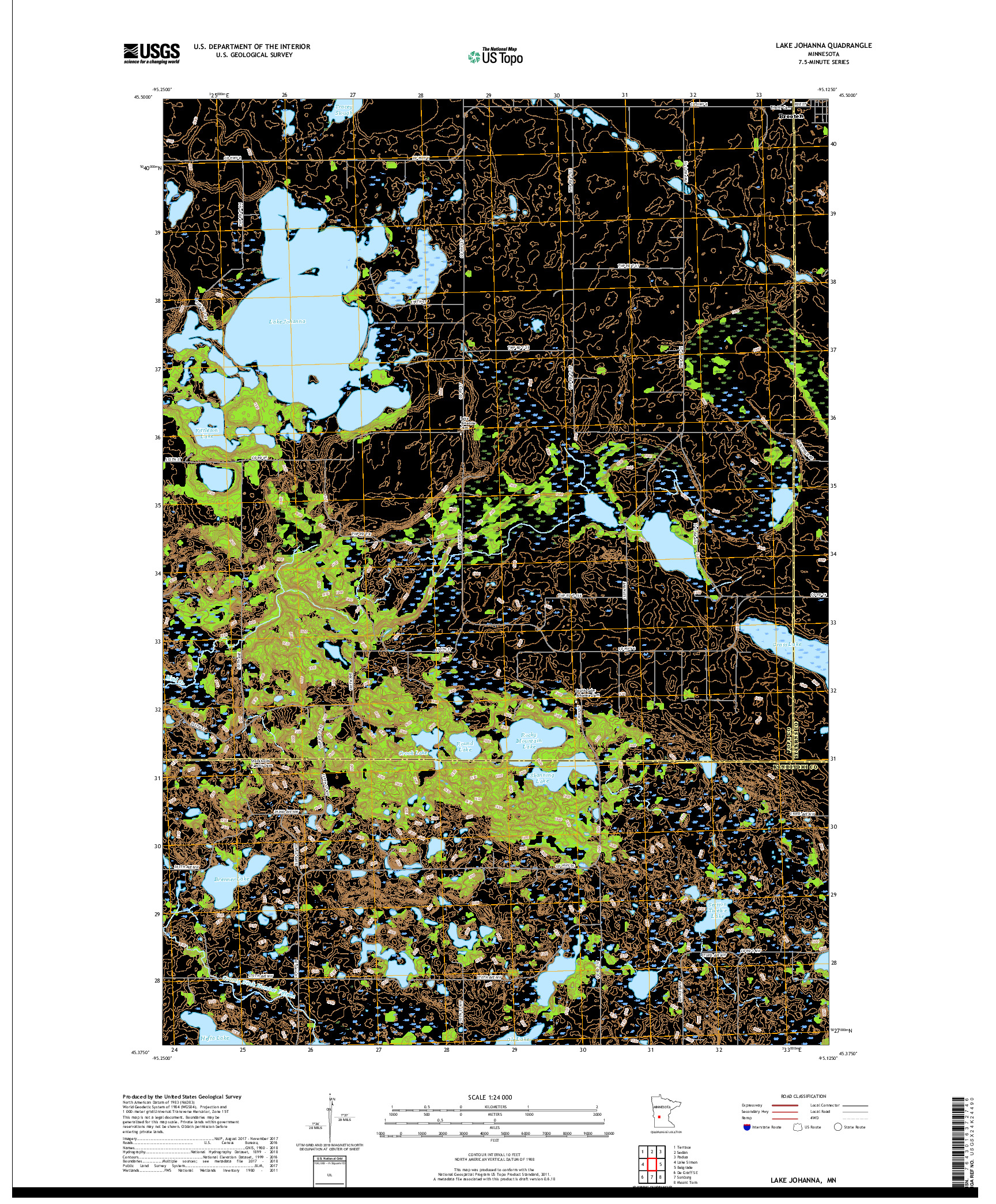USGS US TOPO 7.5-MINUTE MAP FOR LAKE JOHANNA, MN 2019
