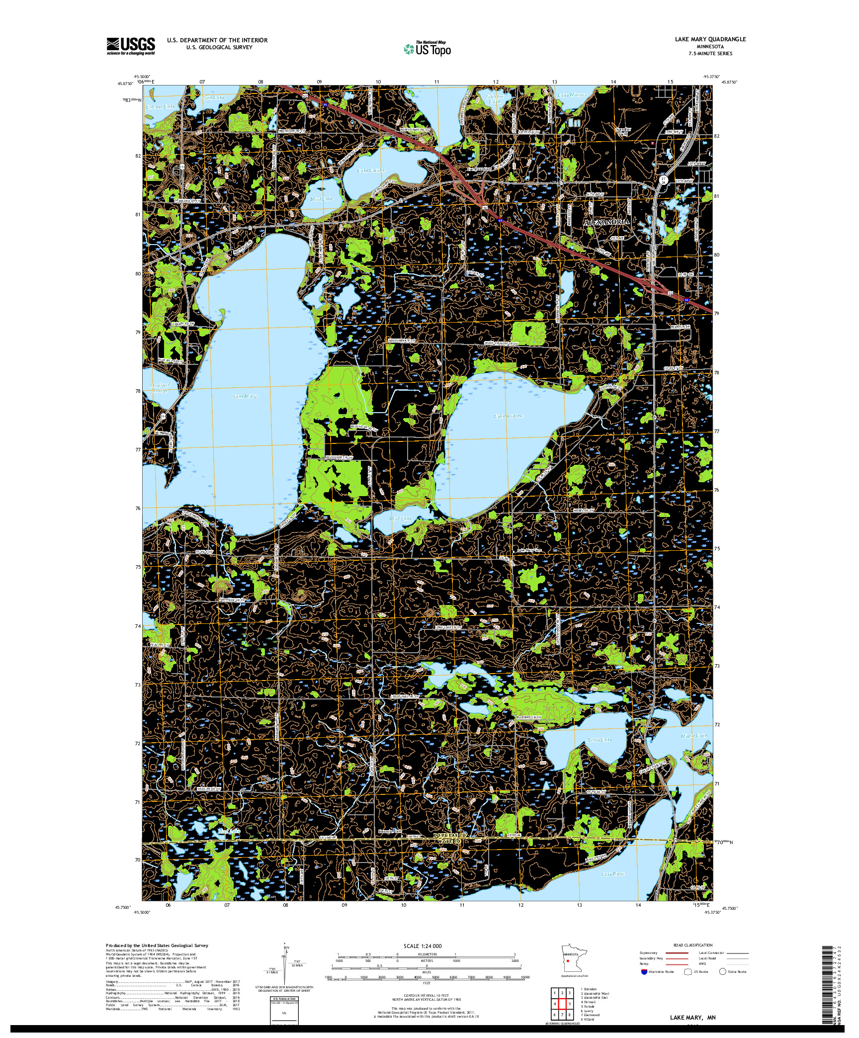 USGS US TOPO 7.5-MINUTE MAP FOR LAKE MARY, MN 2019