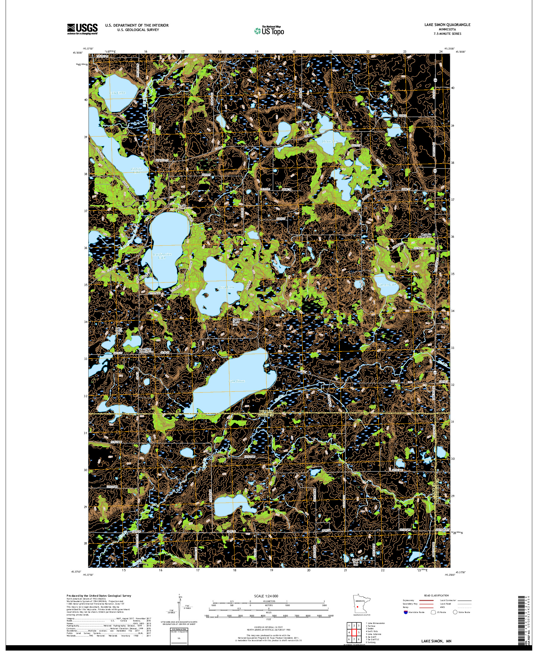USGS US TOPO 7.5-MINUTE MAP FOR LAKE SIMON, MN 2019