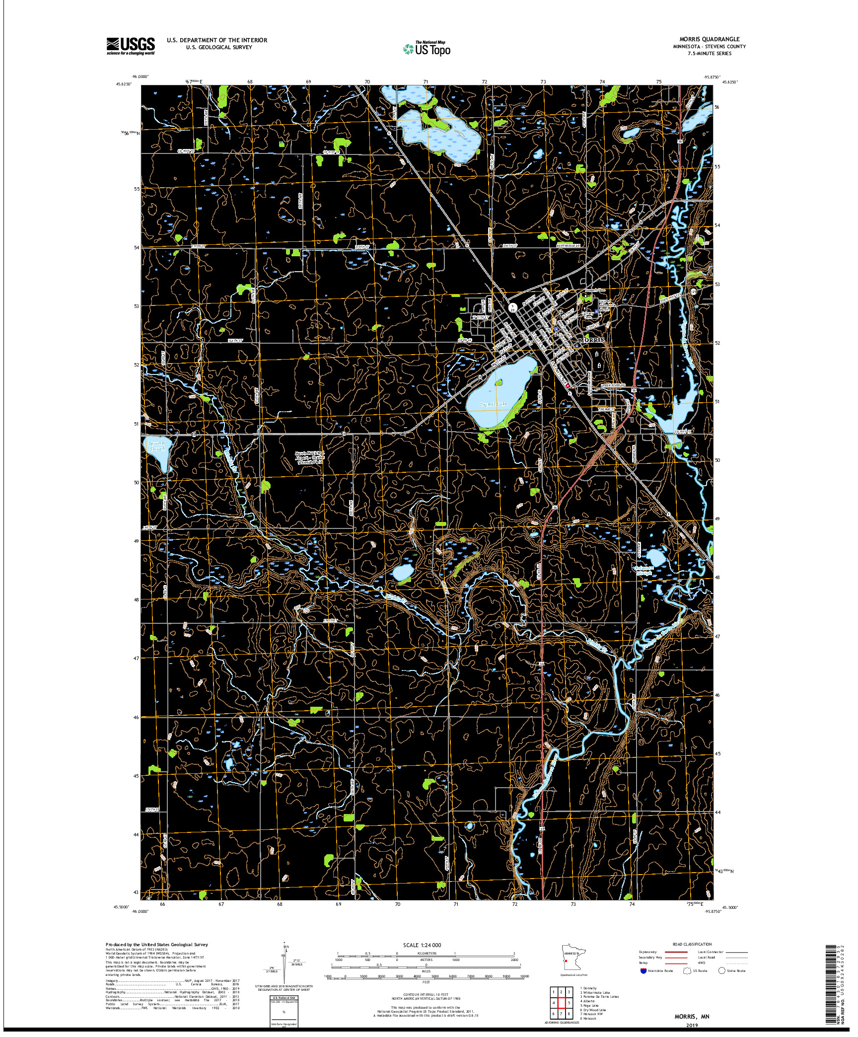 USGS US TOPO 7.5-MINUTE MAP FOR MORRIS, MN 2019