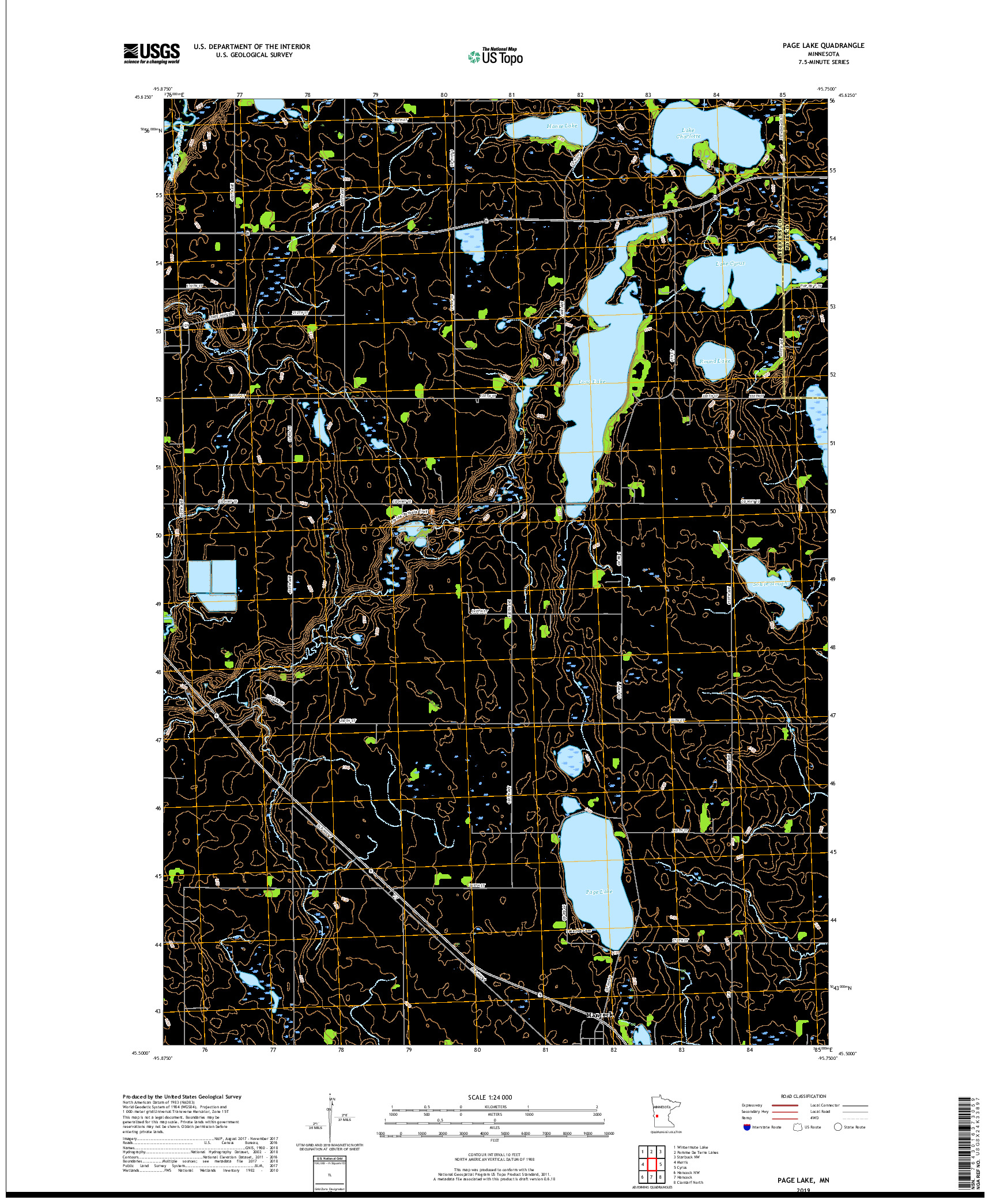 USGS US TOPO 7.5-MINUTE MAP FOR PAGE LAKE, MN 2019