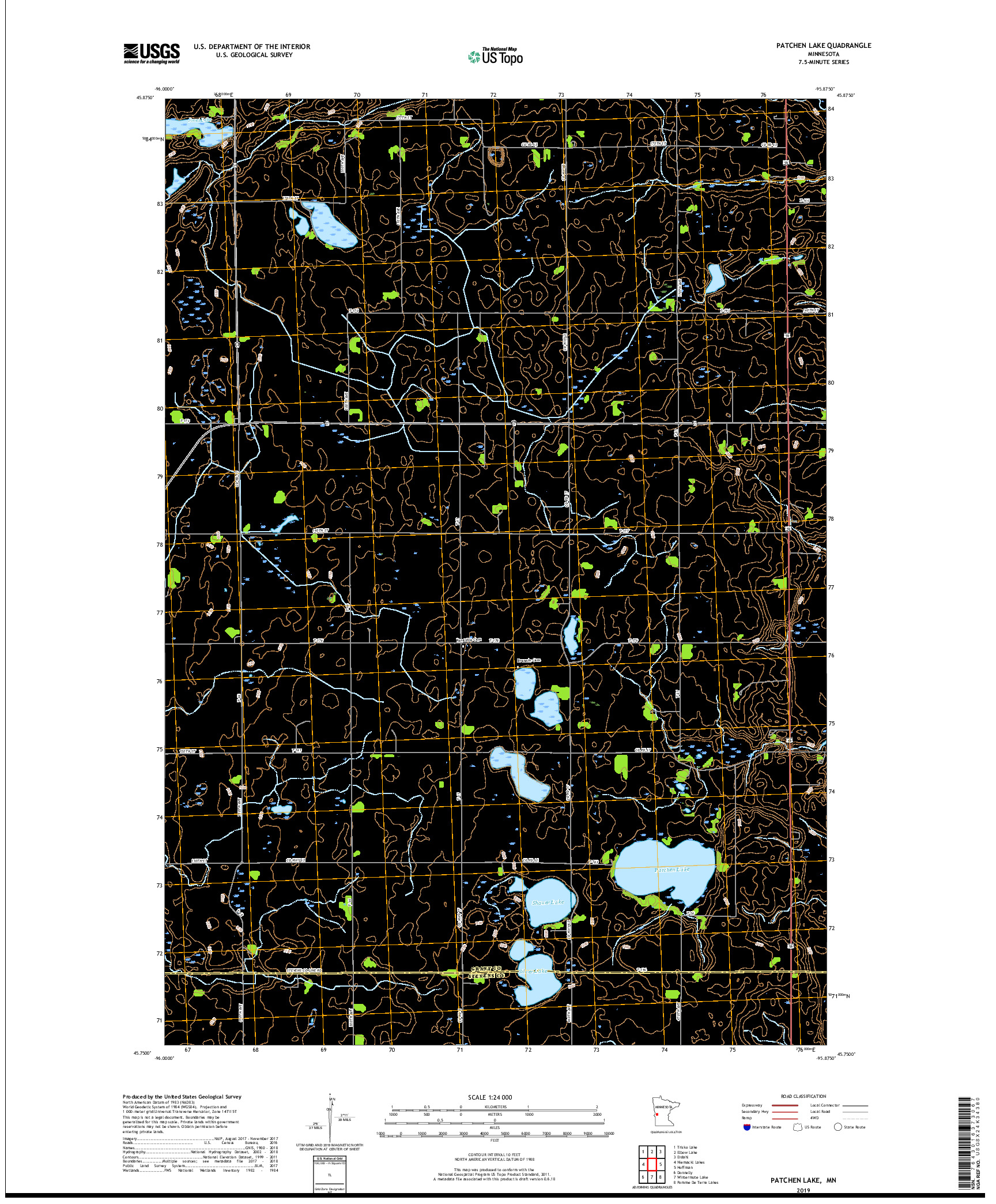 USGS US TOPO 7.5-MINUTE MAP FOR PATCHEN LAKE, MN 2019