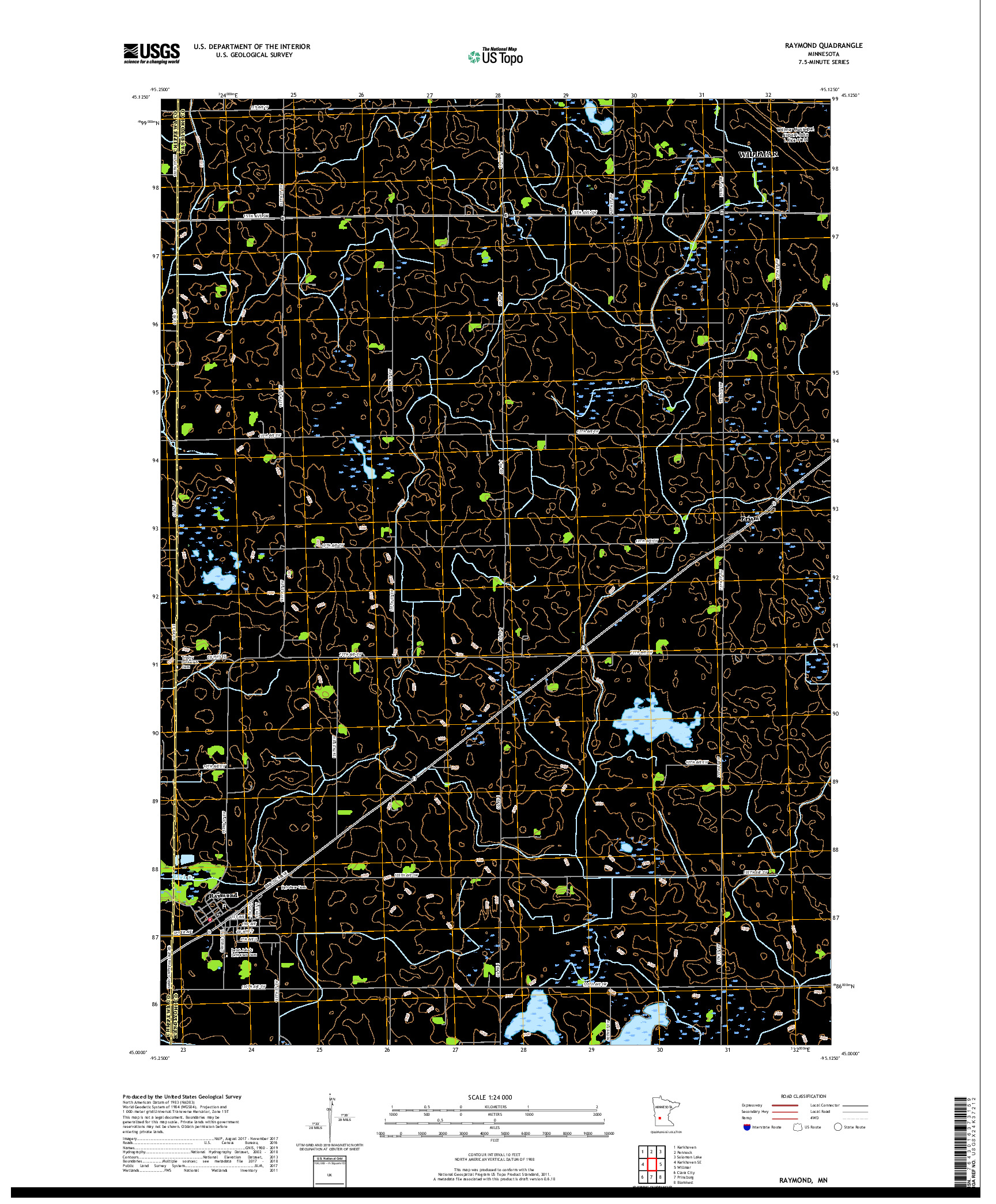 USGS US TOPO 7.5-MINUTE MAP FOR RAYMOND, MN 2019