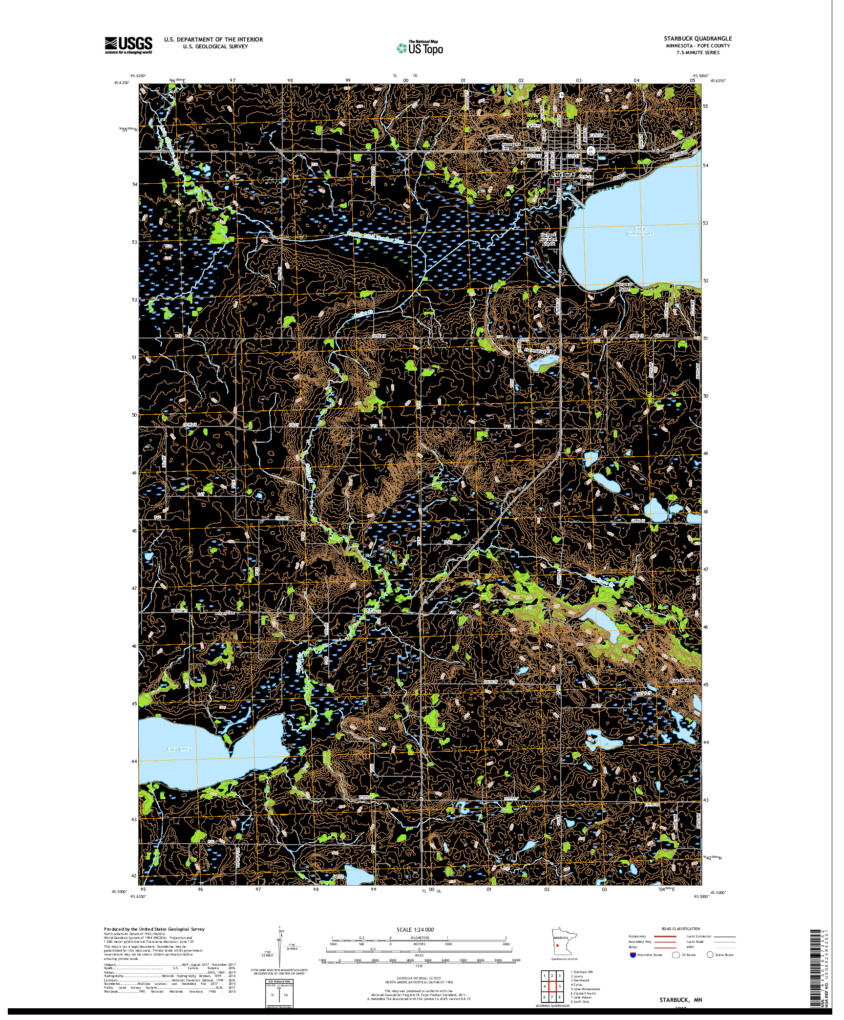 USGS US TOPO 7.5-MINUTE MAP FOR STARBUCK, MN 2019
