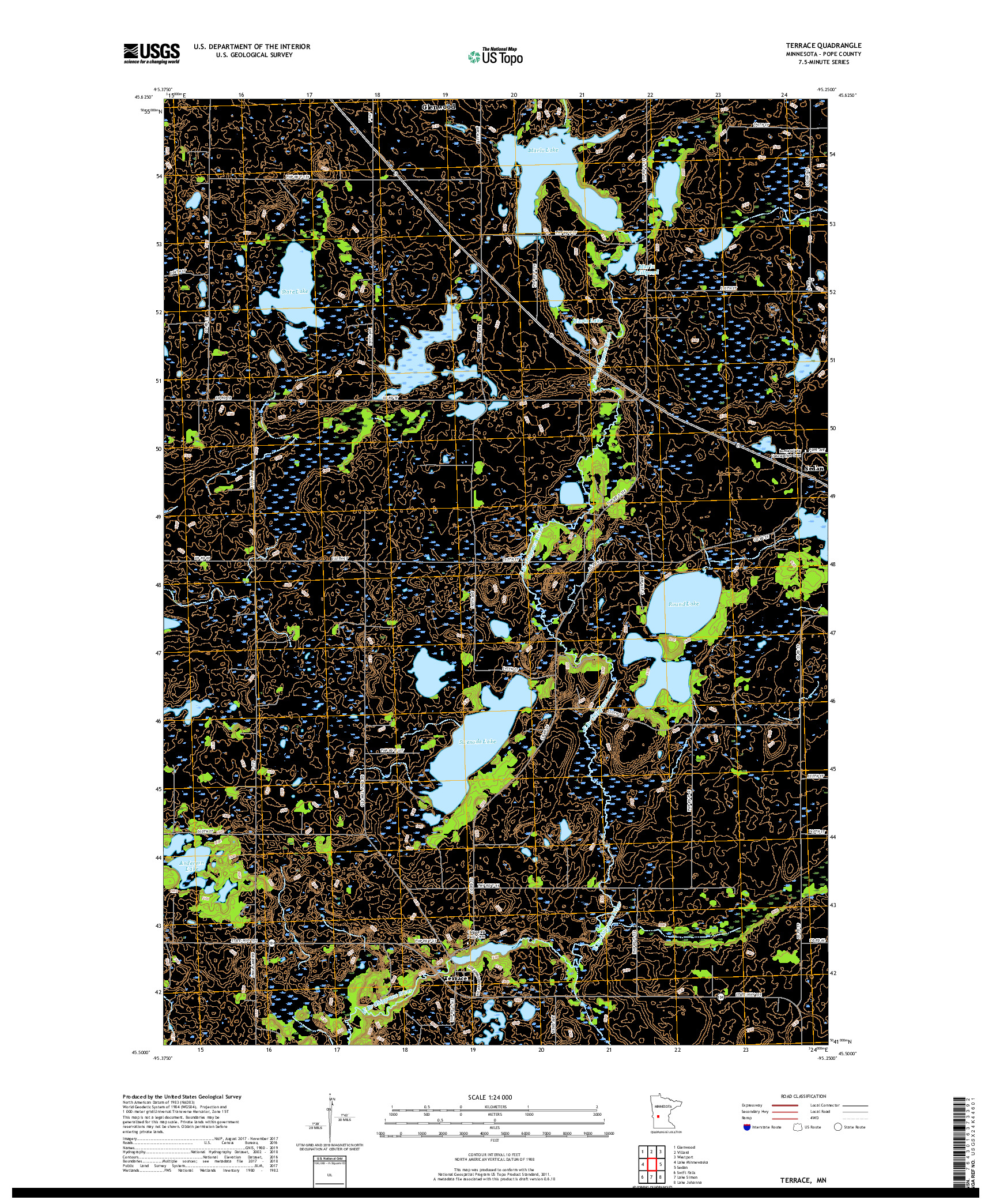 USGS US TOPO 7.5-MINUTE MAP FOR TERRACE, MN 2019