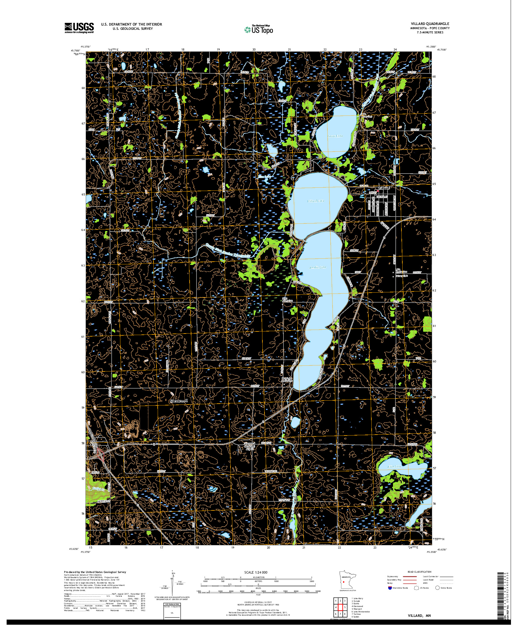 USGS US TOPO 7.5-MINUTE MAP FOR VILLARD, MN 2019