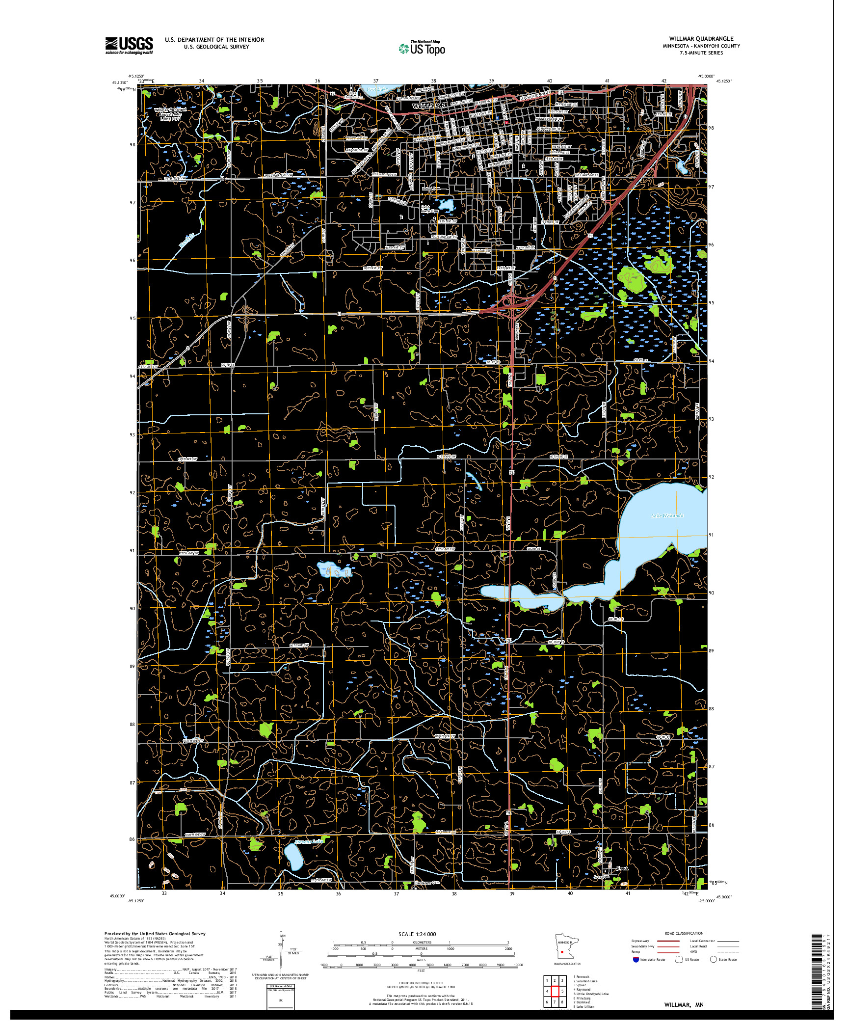 USGS US TOPO 7.5-MINUTE MAP FOR WILLMAR, MN 2019