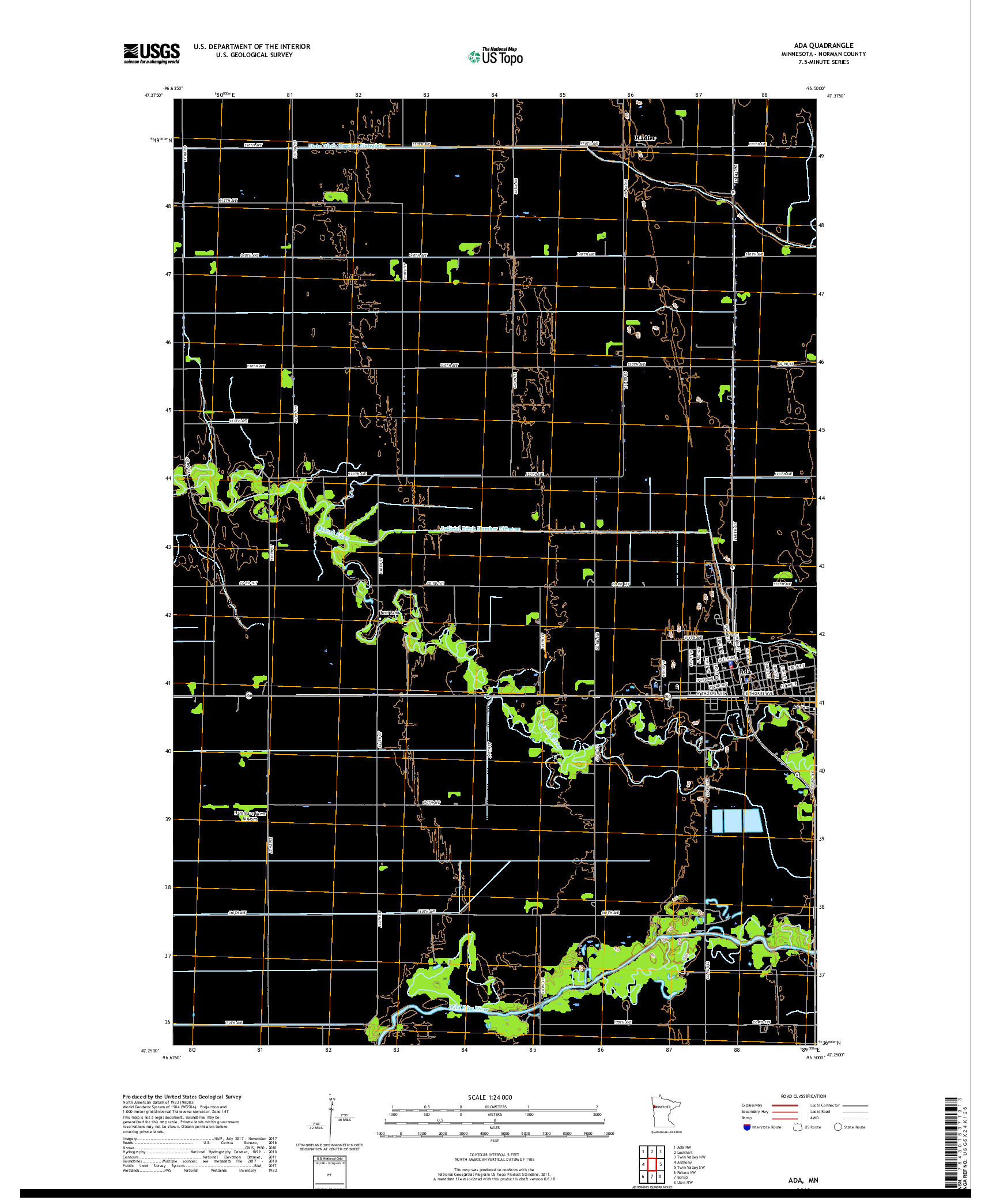 USGS US TOPO 7.5-MINUTE MAP FOR ADA, MN 2019