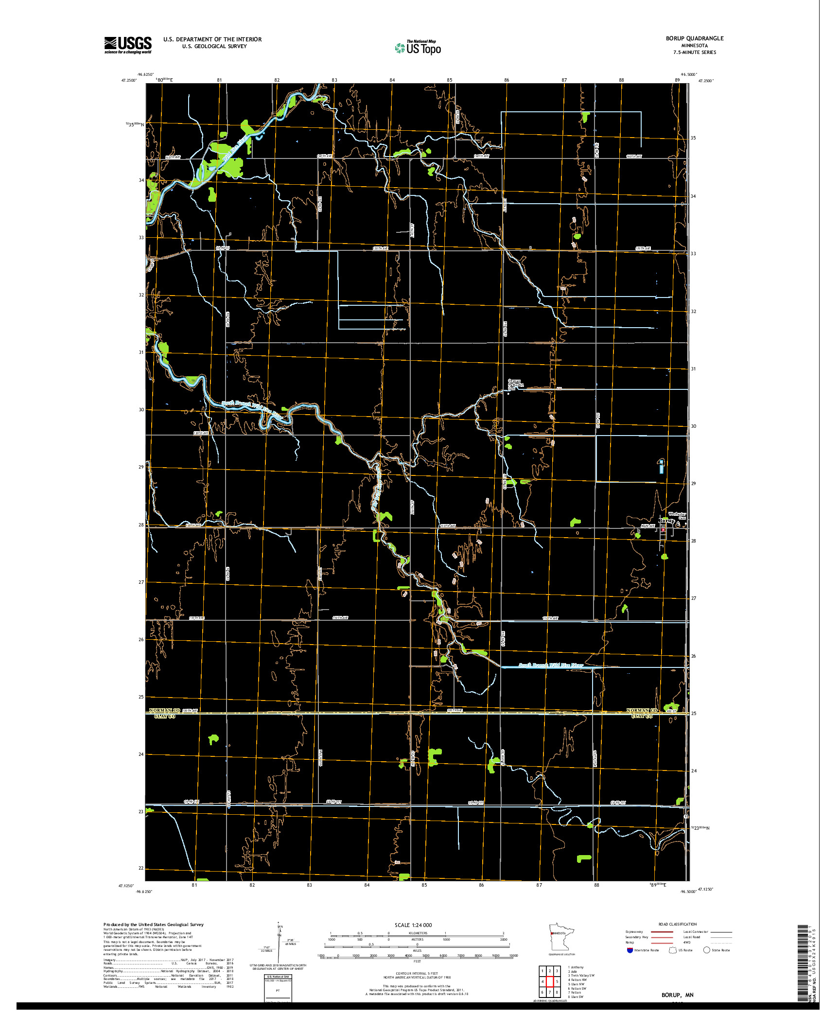 USGS US TOPO 7.5-MINUTE MAP FOR BORUP, MN 2019