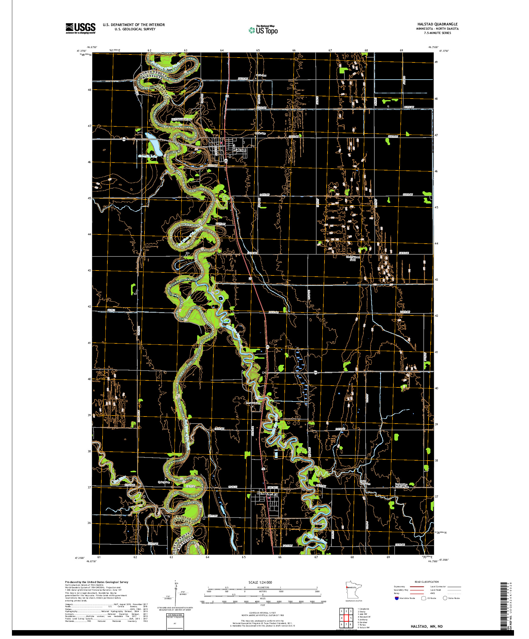 USGS US TOPO 7.5-MINUTE MAP FOR HALSTAD, MN,ND 2019